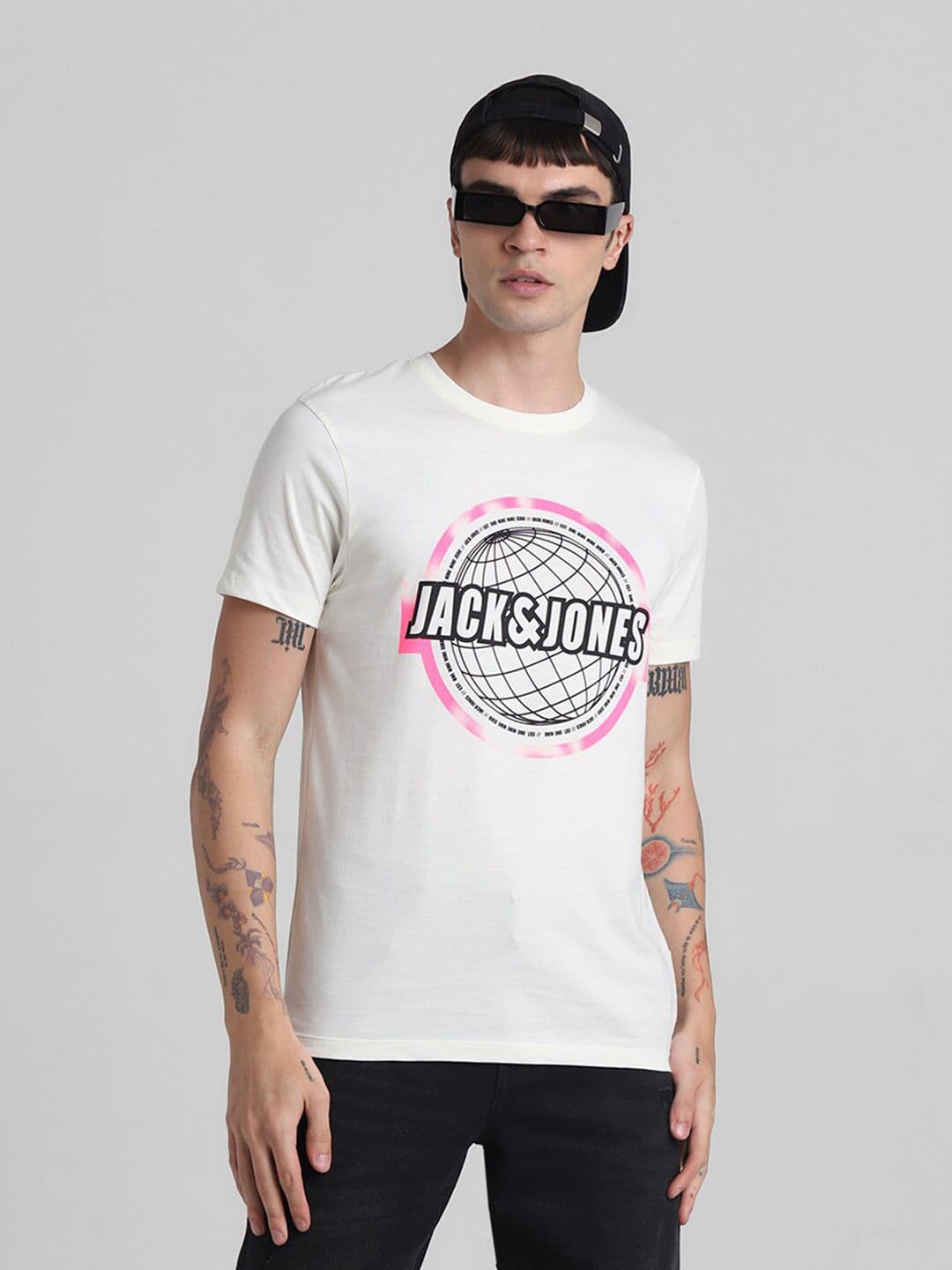 Jack & Jones Typography Round Neck Short Sleeves Applique Slim Fit T-shirt - view 1
