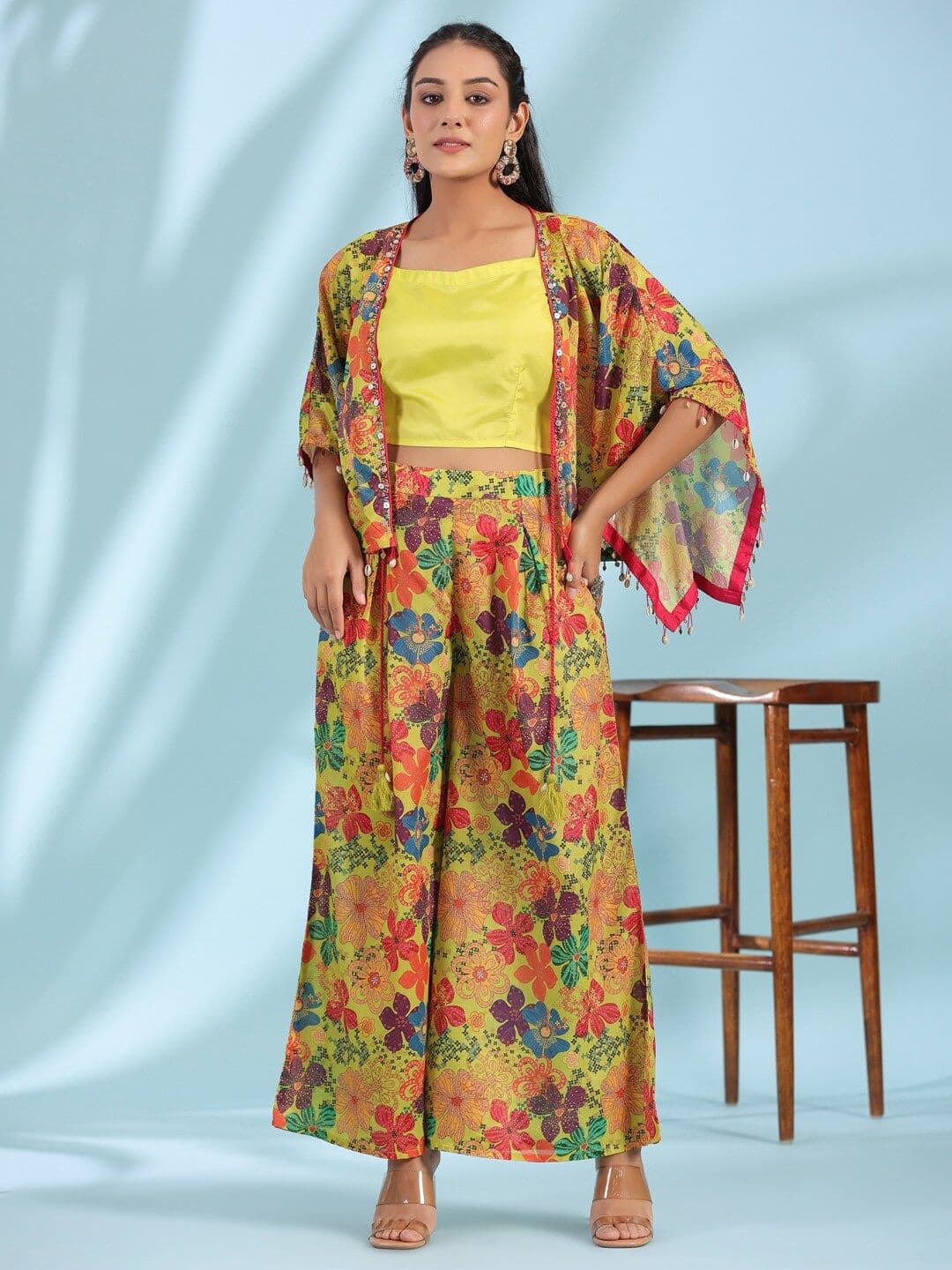 Juniper Shoulder Straps Top With Palazzo & Shrug - view 1