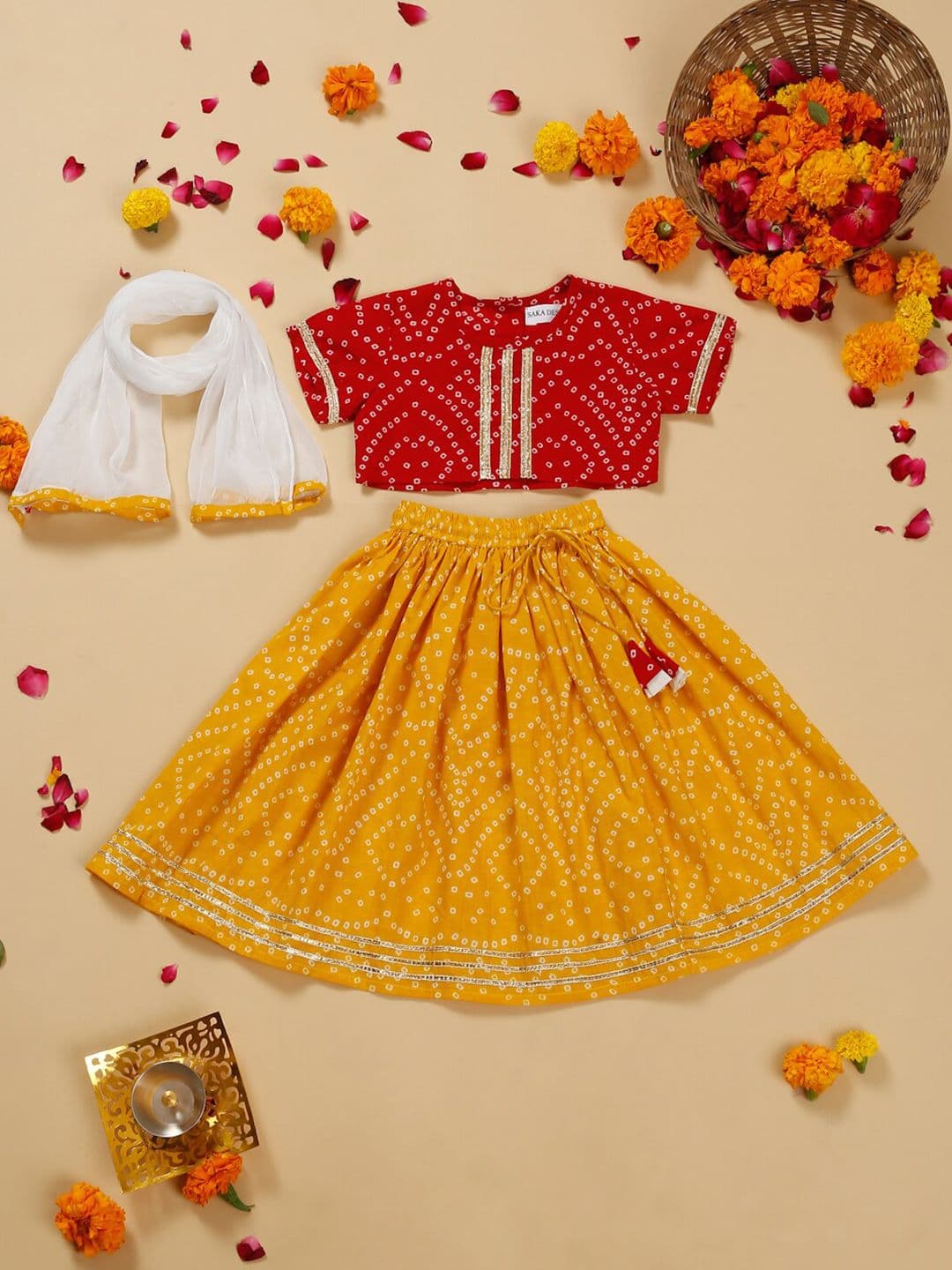 SAKA DESIGNS Girls Printed Ready to Wear Lehenga & Blouse With Dupatta - view 1