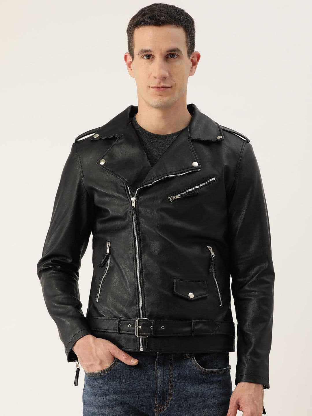 Leather Retail Men Biker Jacket - view 1