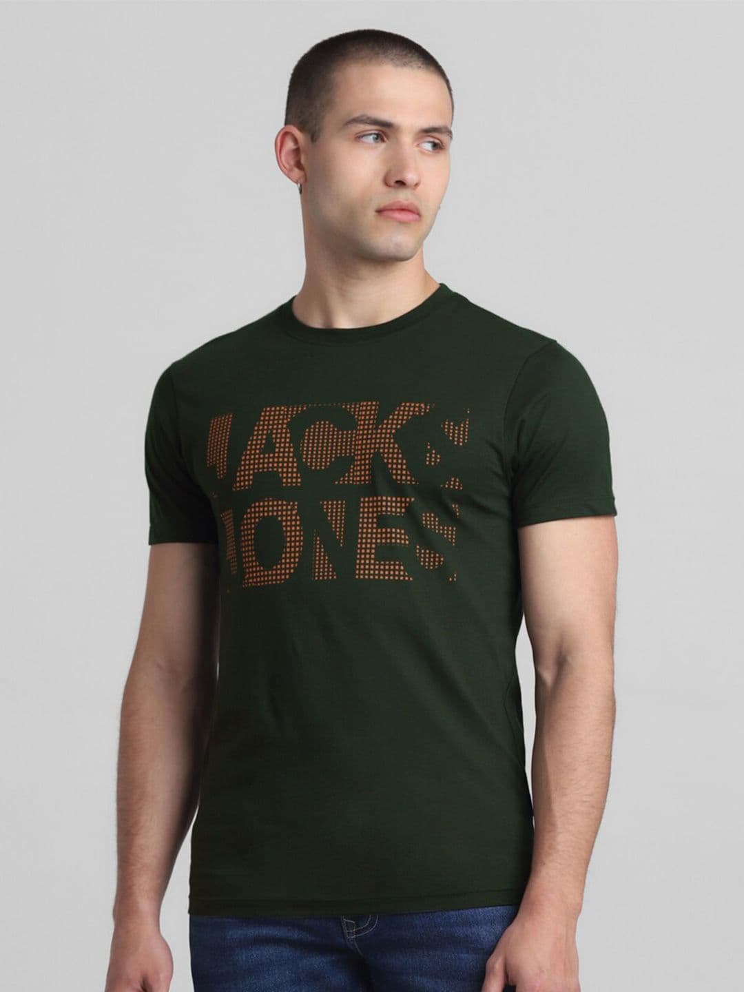 Jack & Jones Typography Printed Slim Fit Round Neck Cotton T-shirt - view 1