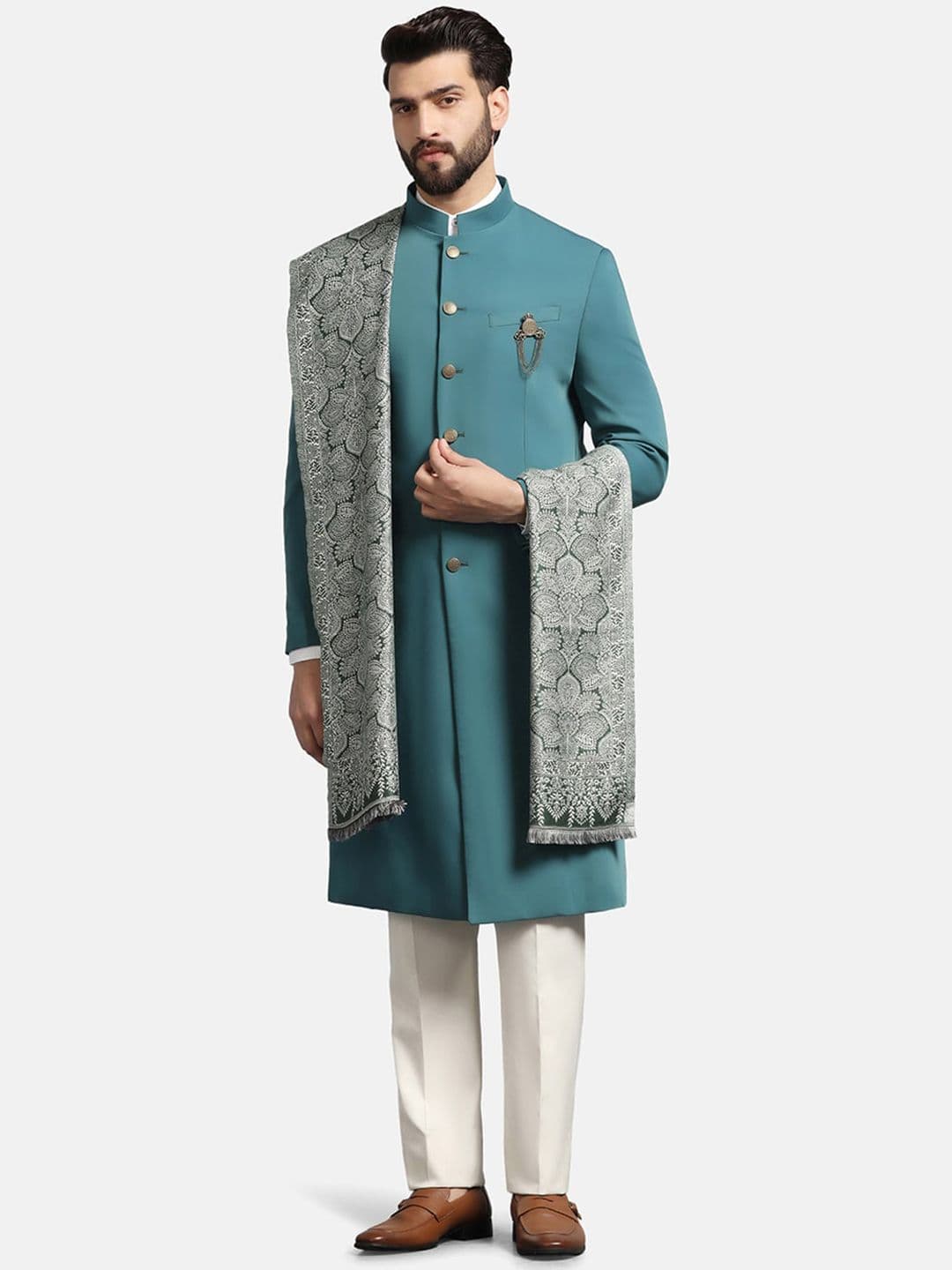 Blackberrys Self-Design Sherwani Set - view 1