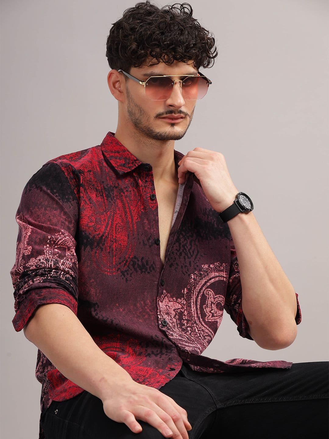 HERE&NOW Slim Fit Abstract Printed Cotton Casual Shirt - view 1