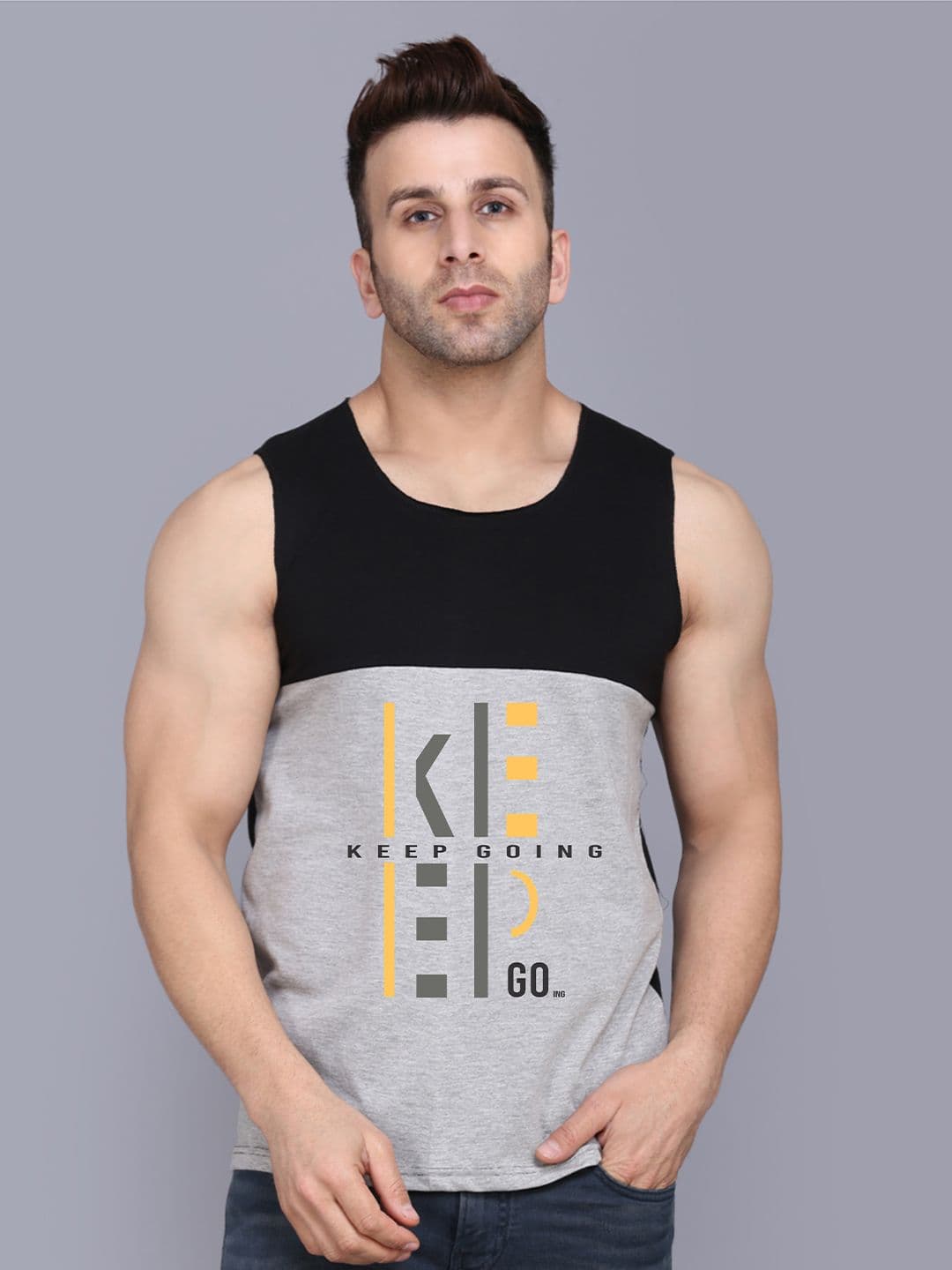 SLOWLORIS Men Typography Muscle Fit Tank Top - view 1
