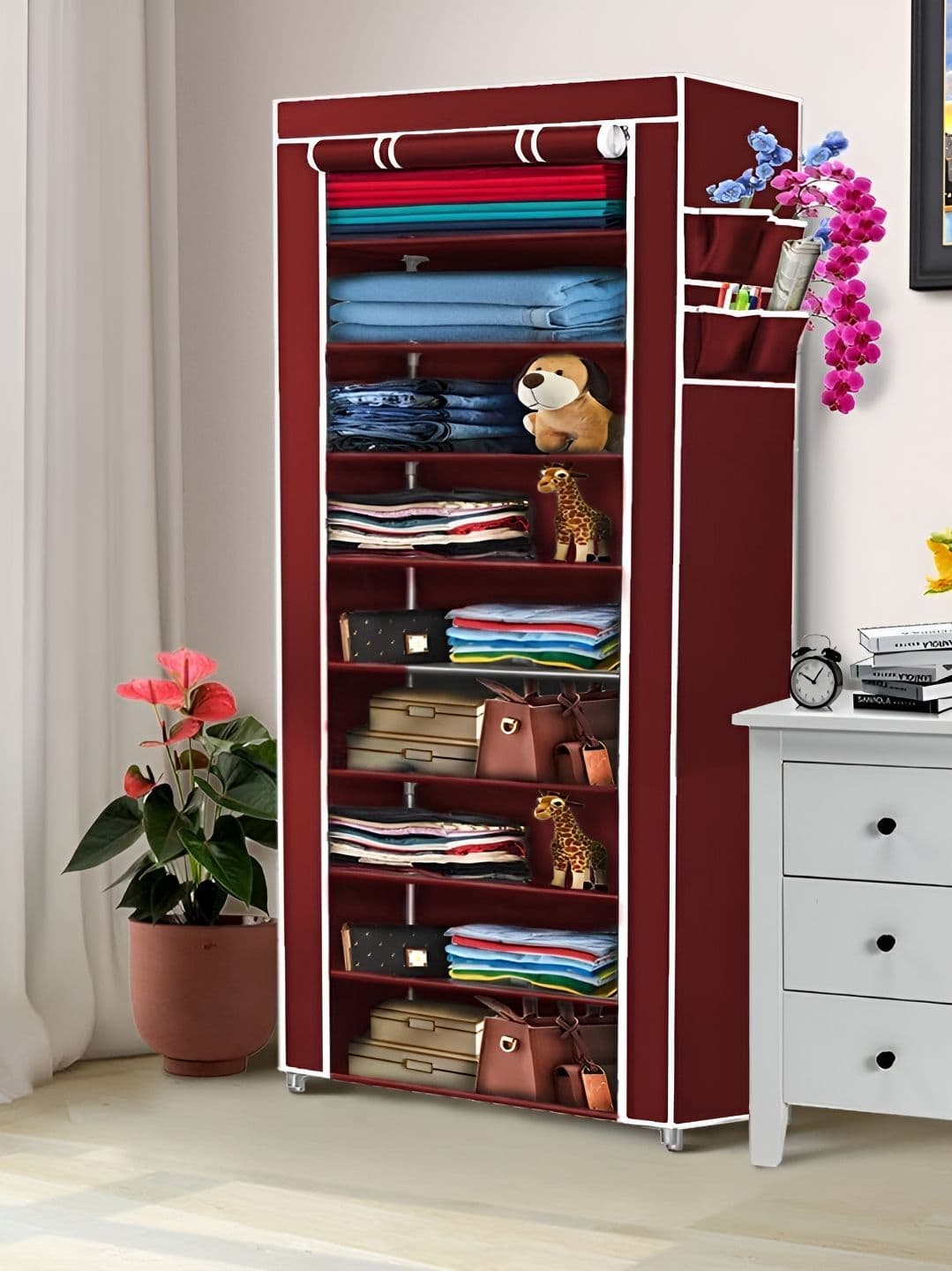 Pamworld Maroon 9-Tier Non-Woven Rectangle Multi Purpose Rack - view 1