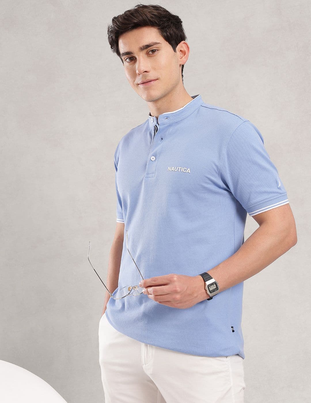 Nautica Band Collar Pure Cotton T-shirt - view 1
