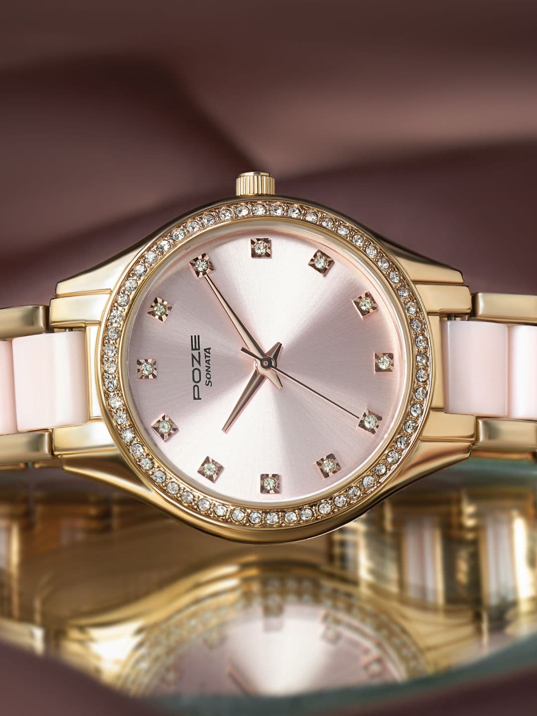 Sonata Poze Quartz Analog With Pink Dial Watch For Women - Sp80054kd01w - view 1