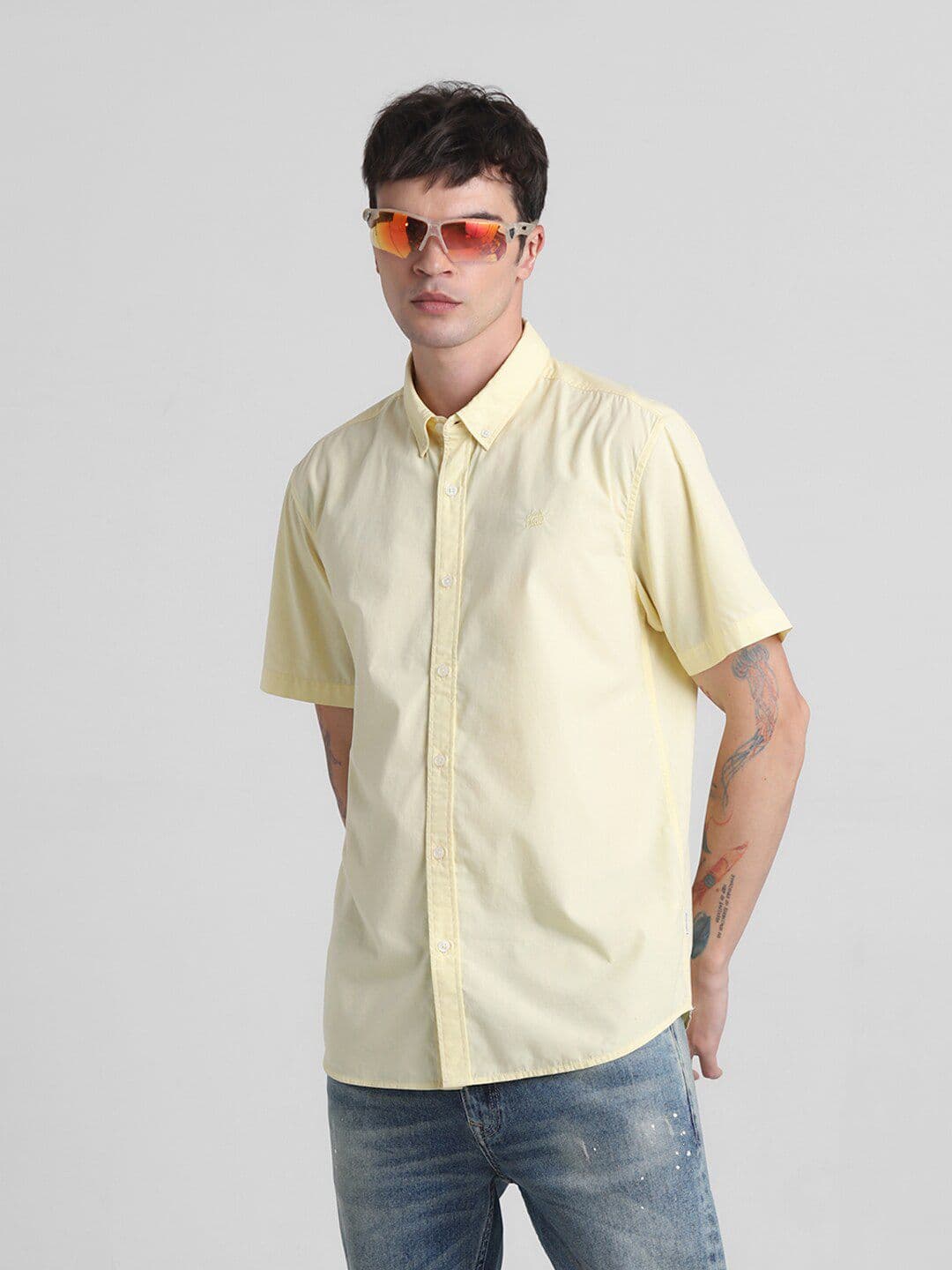 Jack & Jones Button Down Collar Short Sleeve Pure Cotton Casual Shirt - view 1