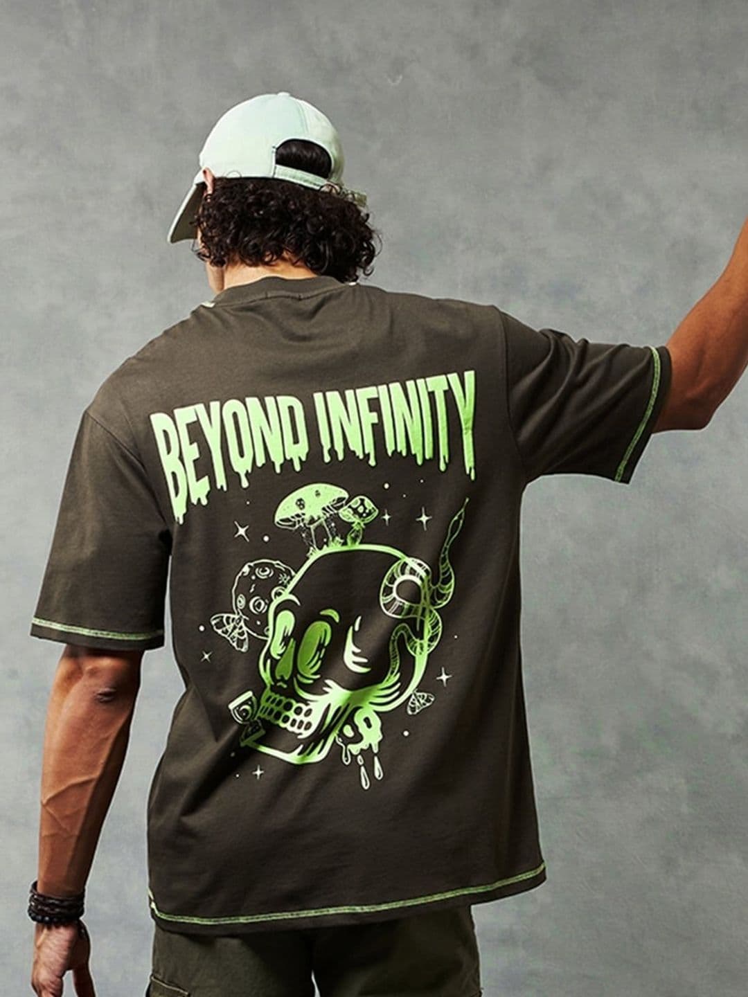 Bewakoof Beyond Infinity Graphi Drop-Shoulder Sleeves Oversized Cotton T-shirt - view 1