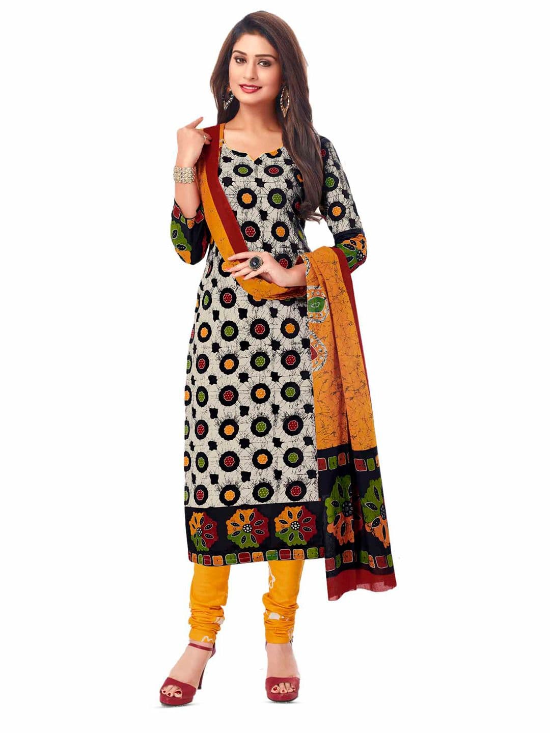 MIRAAN Geometric Printed Pure Cotton Unstitched Dress Material - view 1