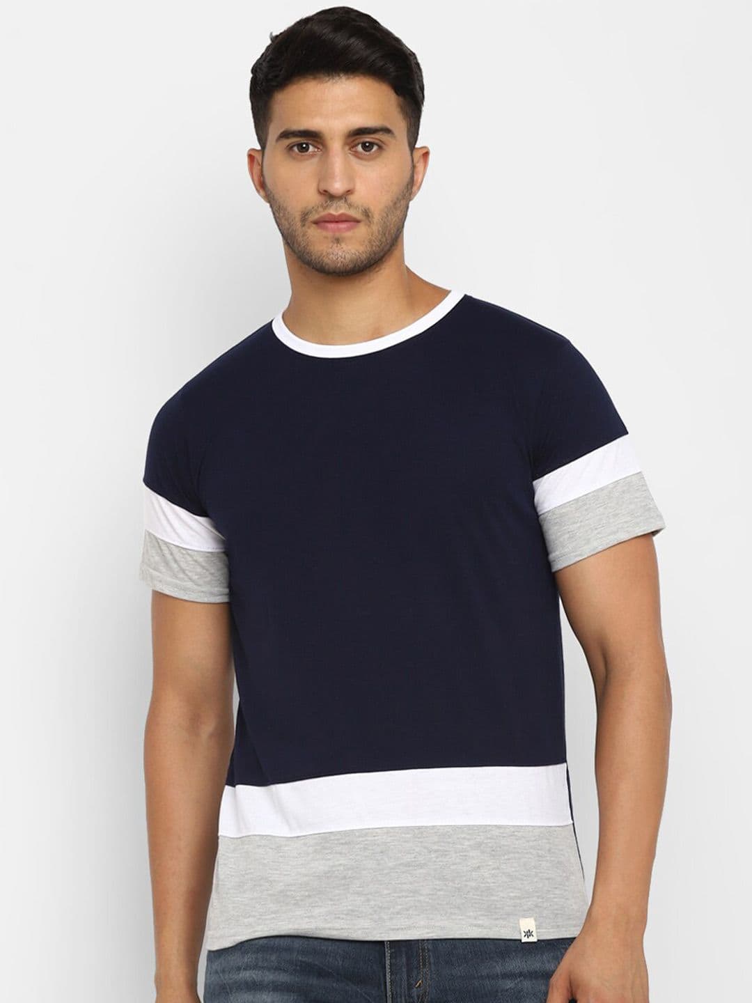 Bukkl Colourblocked Round Neck Cotton Slim Fit T-shirt - view 1