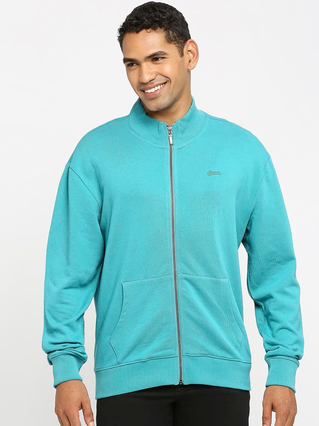 Basics Mock Collar Embroidered Bomber Jacket - view 1