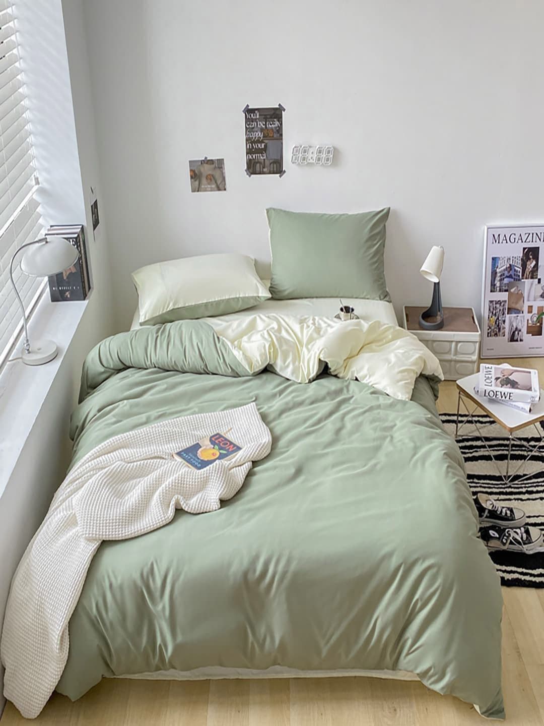 JC HOME Beige & Green 4 Pieces Double Queen Bedding Set - view 1