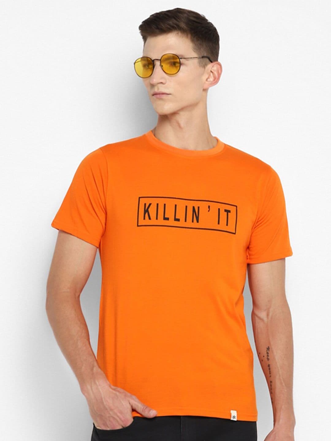 Bukkl Typography Printed Cotton Slim Fit T-shirt - view 1