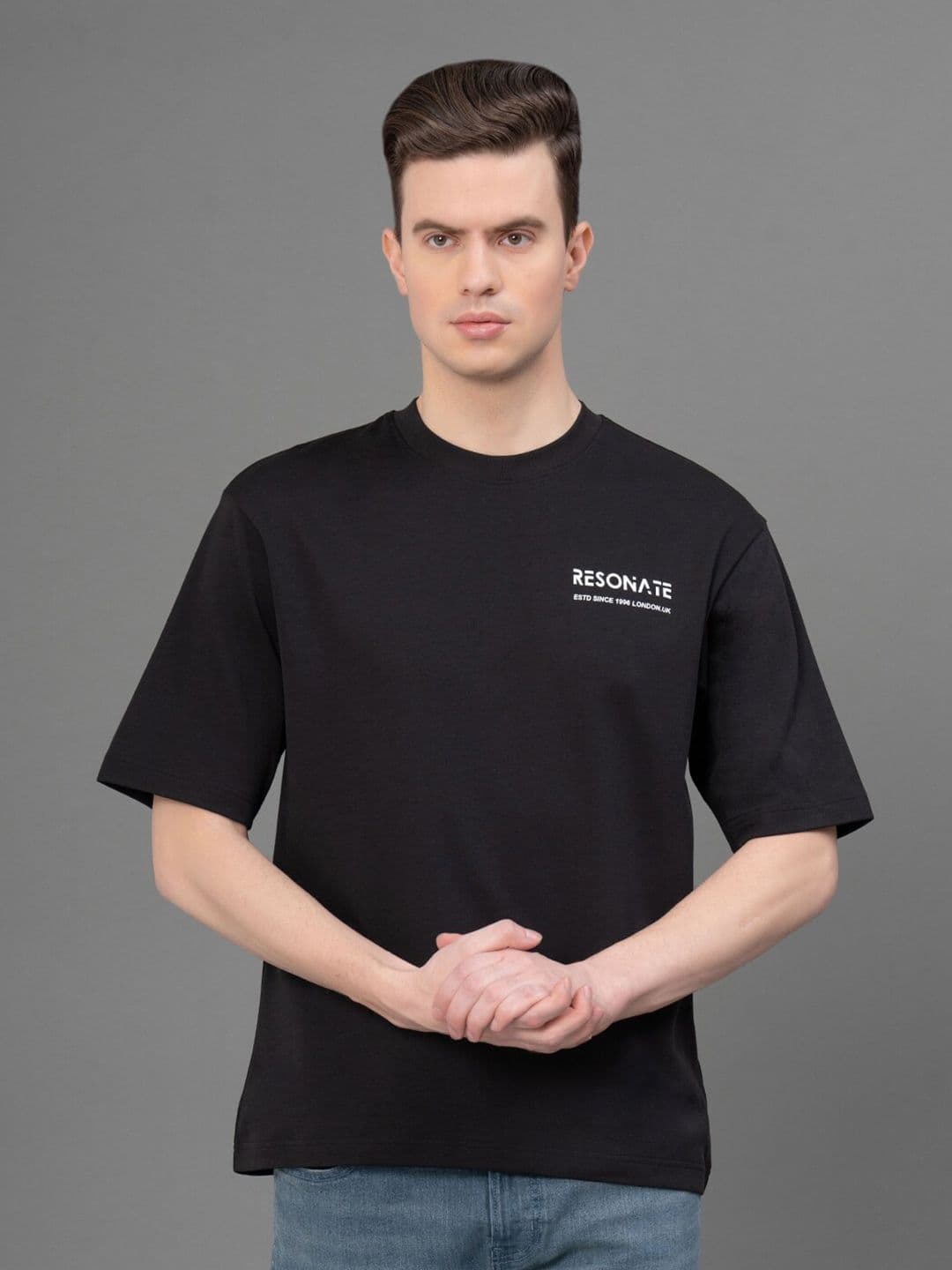 Red Tape Typography Printed Drop-Shoulder Sleeves Antimicrobial T-shirt - view 1