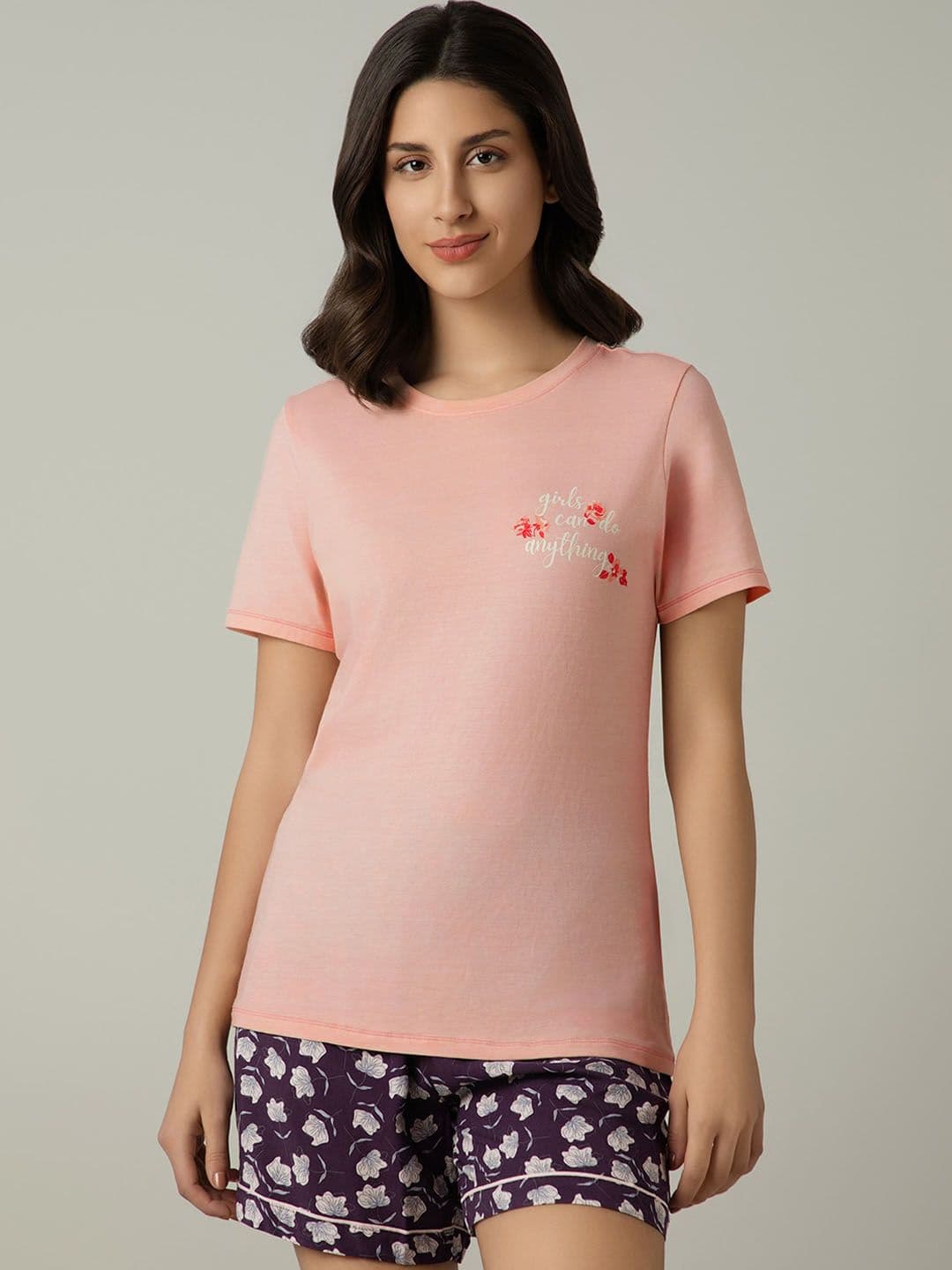 Amante Round Neck Cotton Modal Lounge T-shirt - view 1