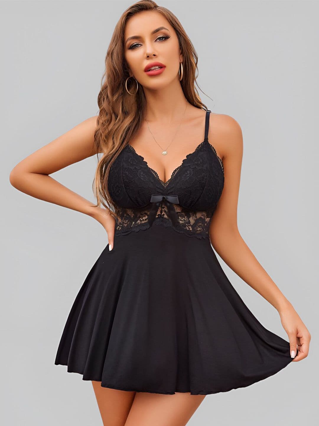 Broiden Self Design Shoulder Straps Baby Doll - view 1