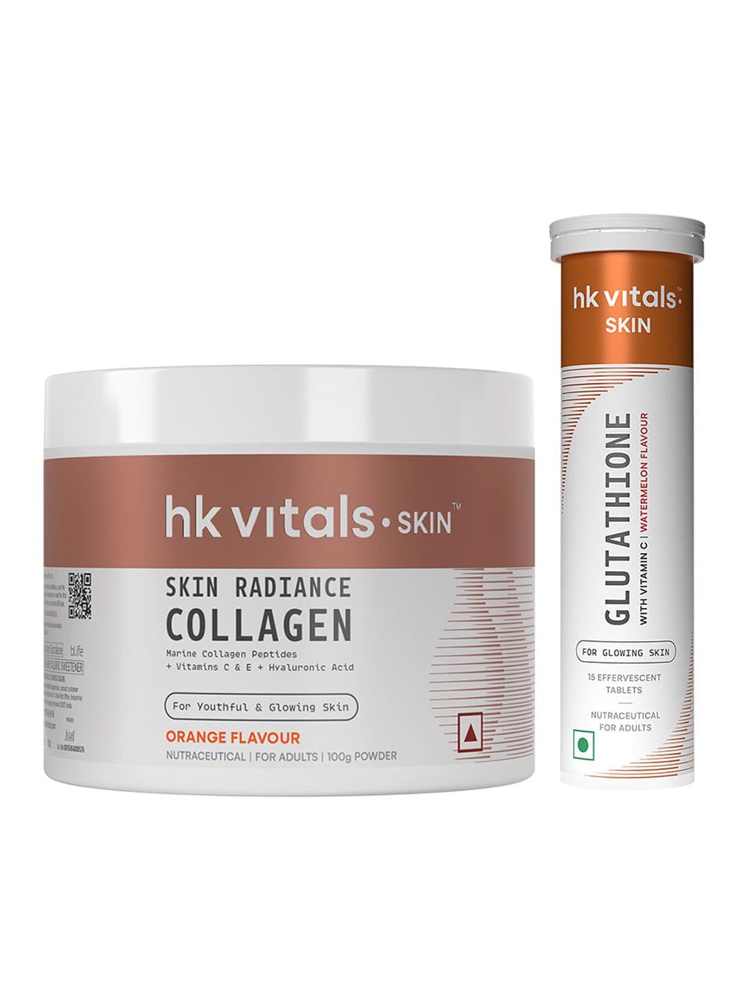 HK VITALS Skin Radiance Orange Collagen Powder 100g & Glutathione Tablets - 15 Tablets - view 1