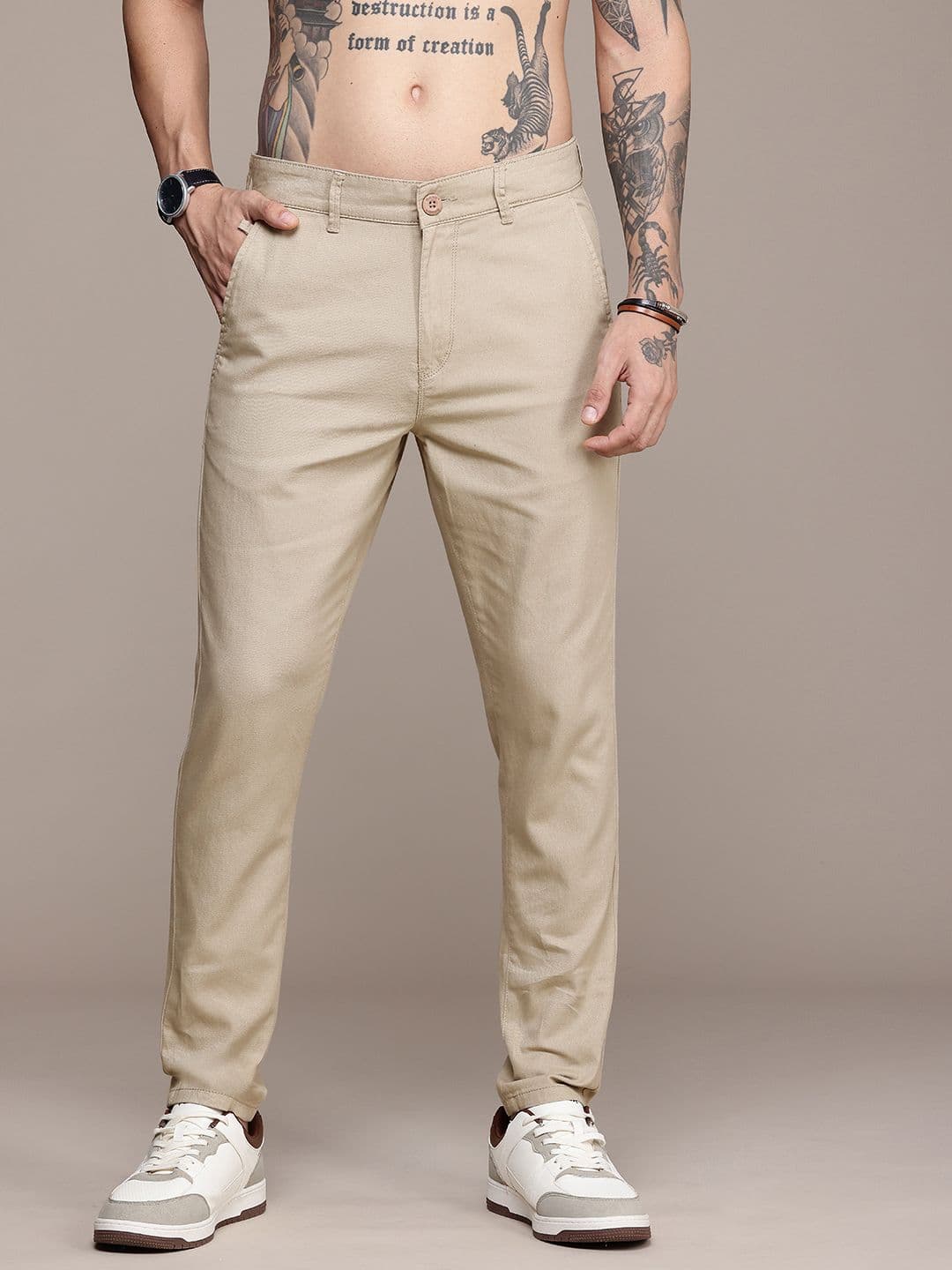 The Roadster Life Co. Men Pure Cotton Chinos Trousers - view 1