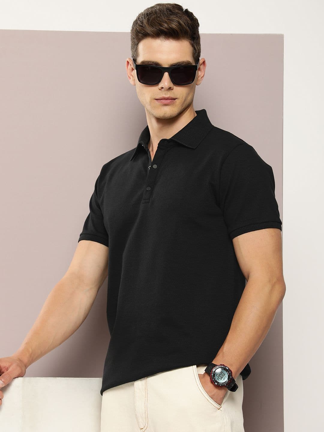 DILLINGER Men Polo Collar Honeycomb Structure T-shirt - view 1