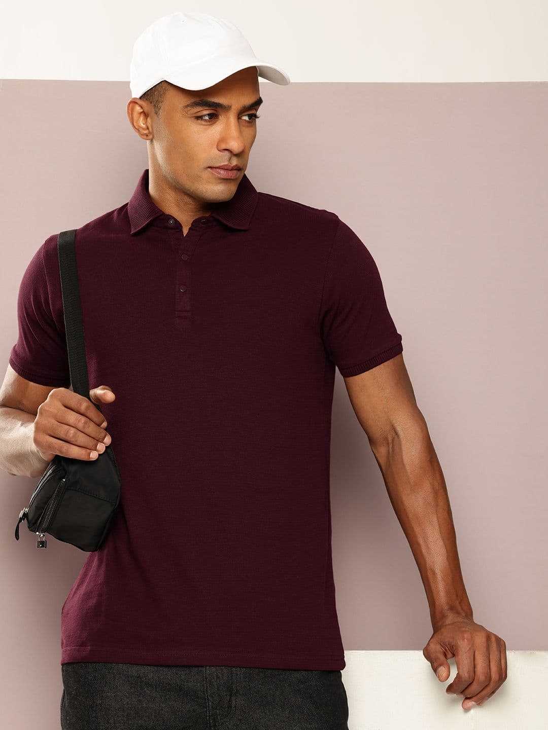 DILLINGER Men Polo Collar Honeycomb Structure T-shirt - view 1