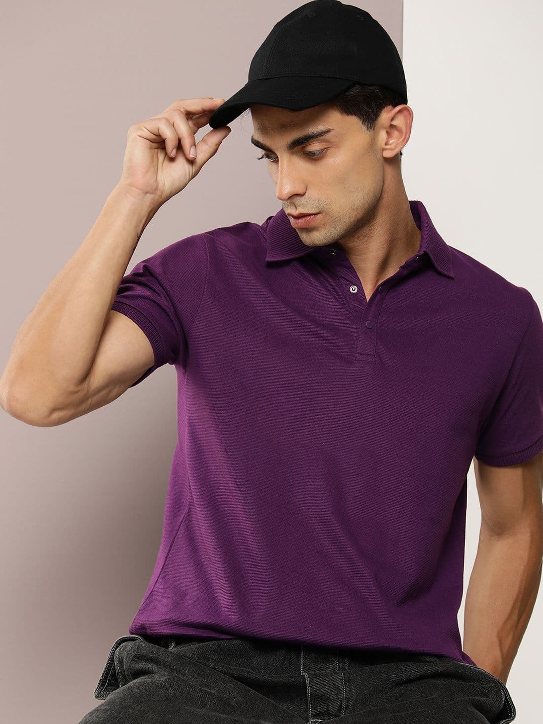 DILLINGER Men Polo Collar Honeycomb Structure T-shirt - view 1
