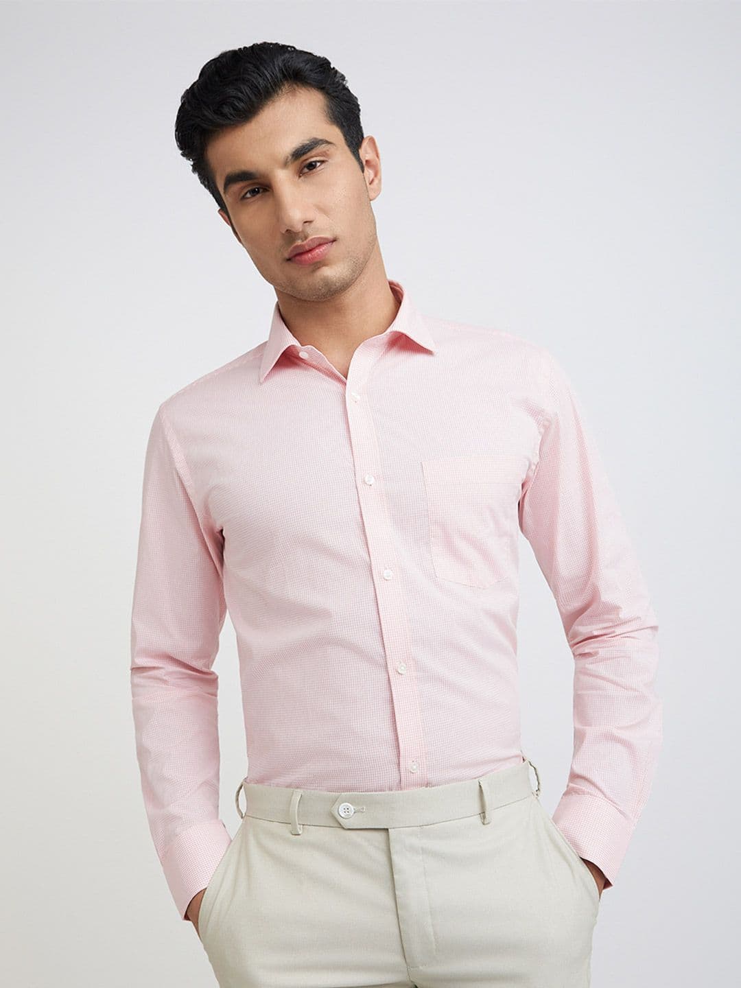 Park Avenue Slim Fit Micro Checks Formal Shirt - view 1