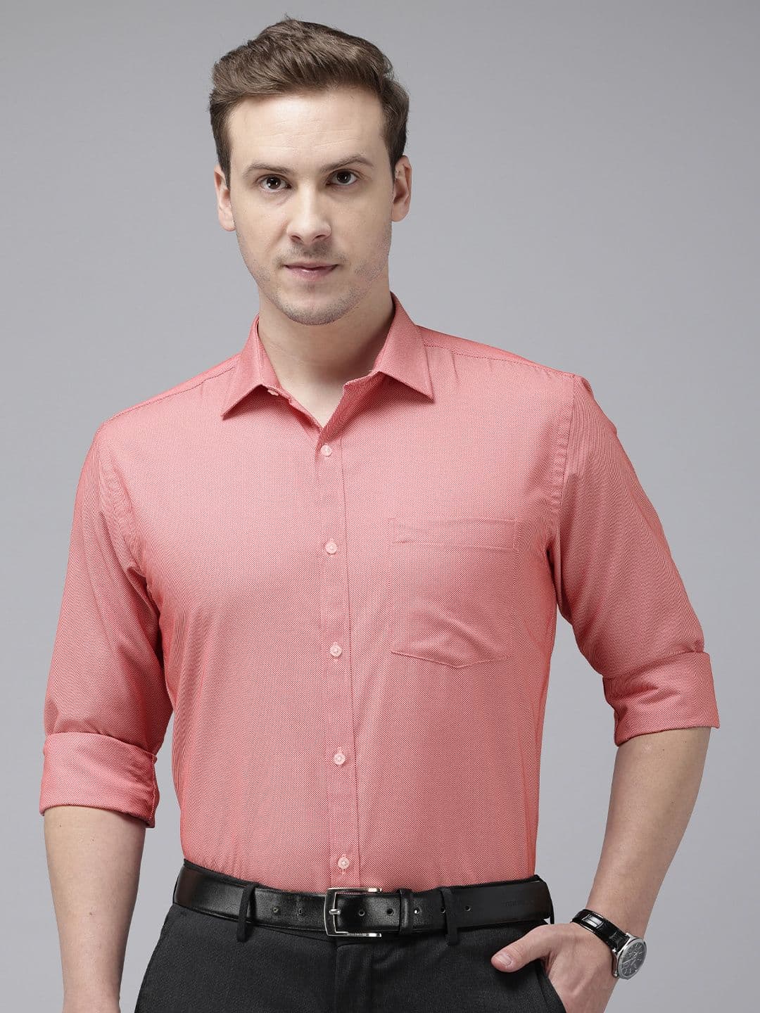 Park Avenue Self Design Slim Fit Textured Formal Shirt - view 1