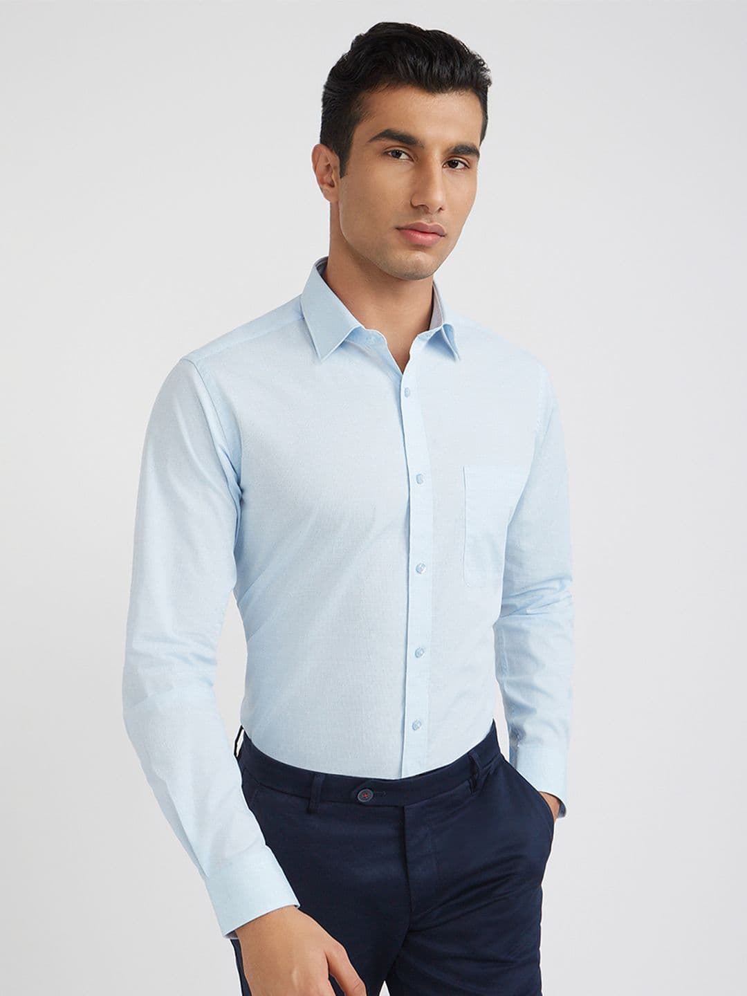 Raymond Self Design Slim Fit Pure Cotton Formal Shirt - view 1