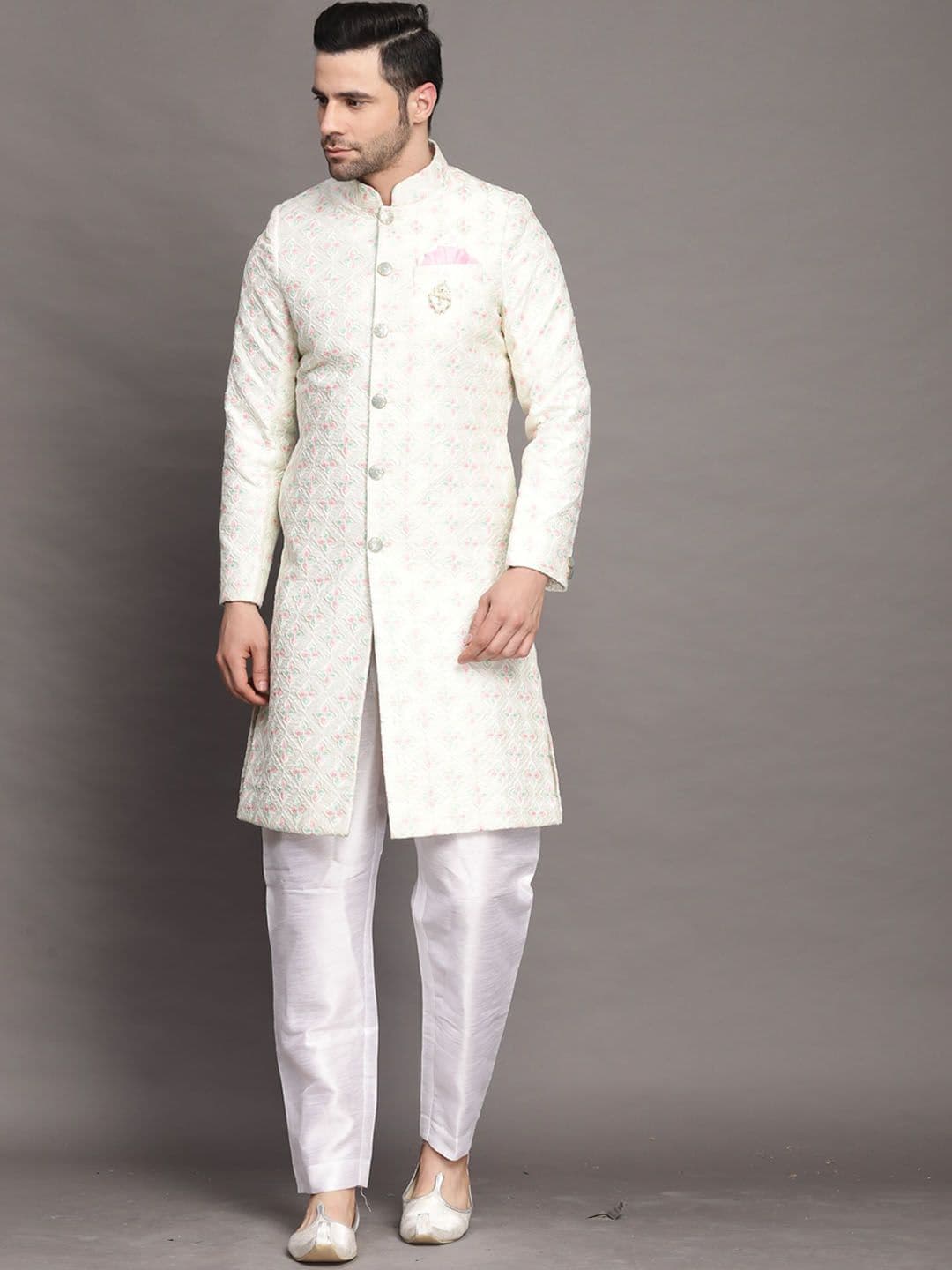 Utsav Fashion Embroidered Mandarin Collar Sherwani Set - view 1