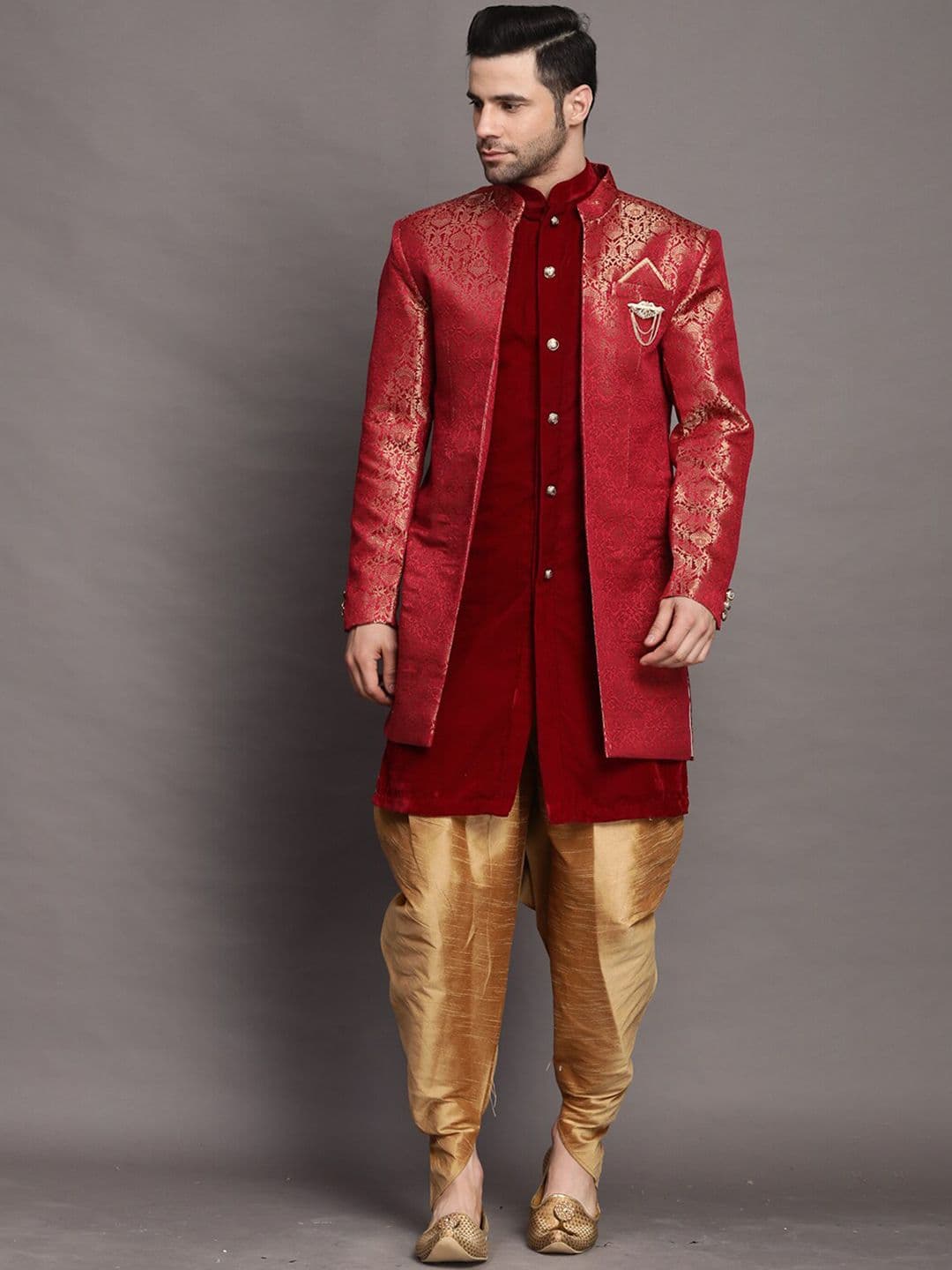 Utsav Fashion Printed Sherwani With Kurta & Dhoti Pant - view 1