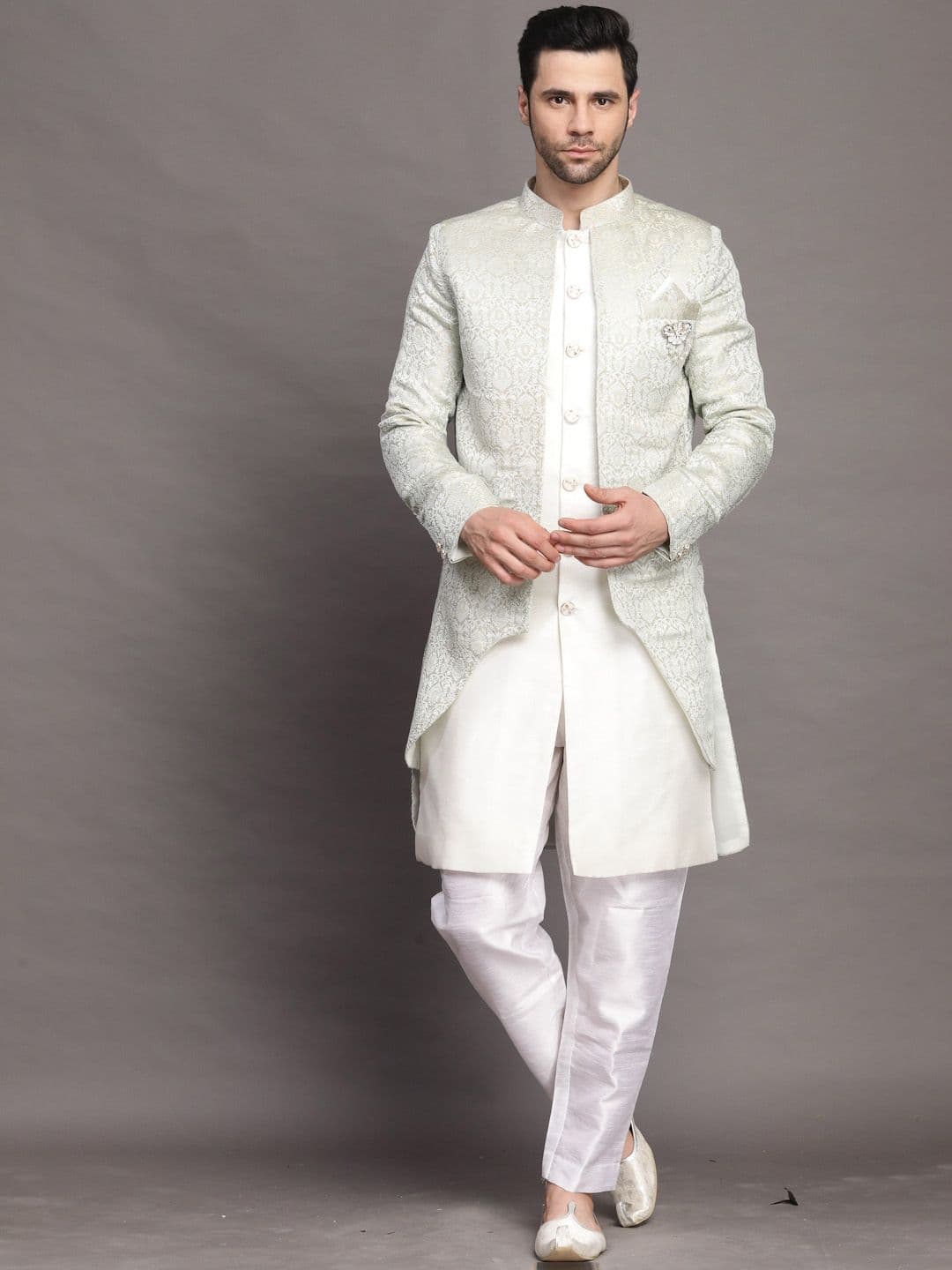 Utsav Fashion Self Design Sherwani With Kurta & Dhoti Pant - view 1
