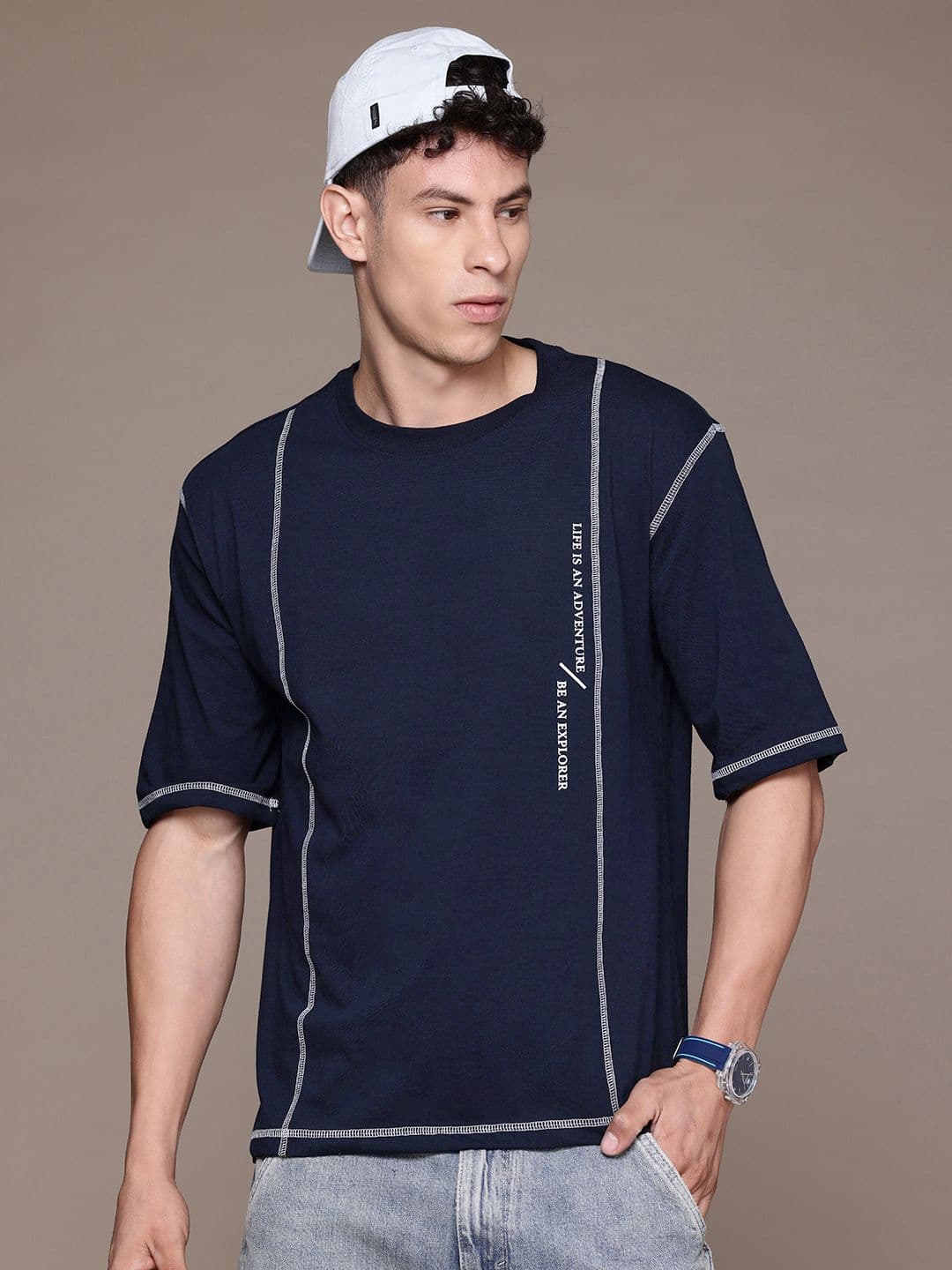 The Roadster Lifestyle Co. Men Striped Oversized T-shirt - view 1
