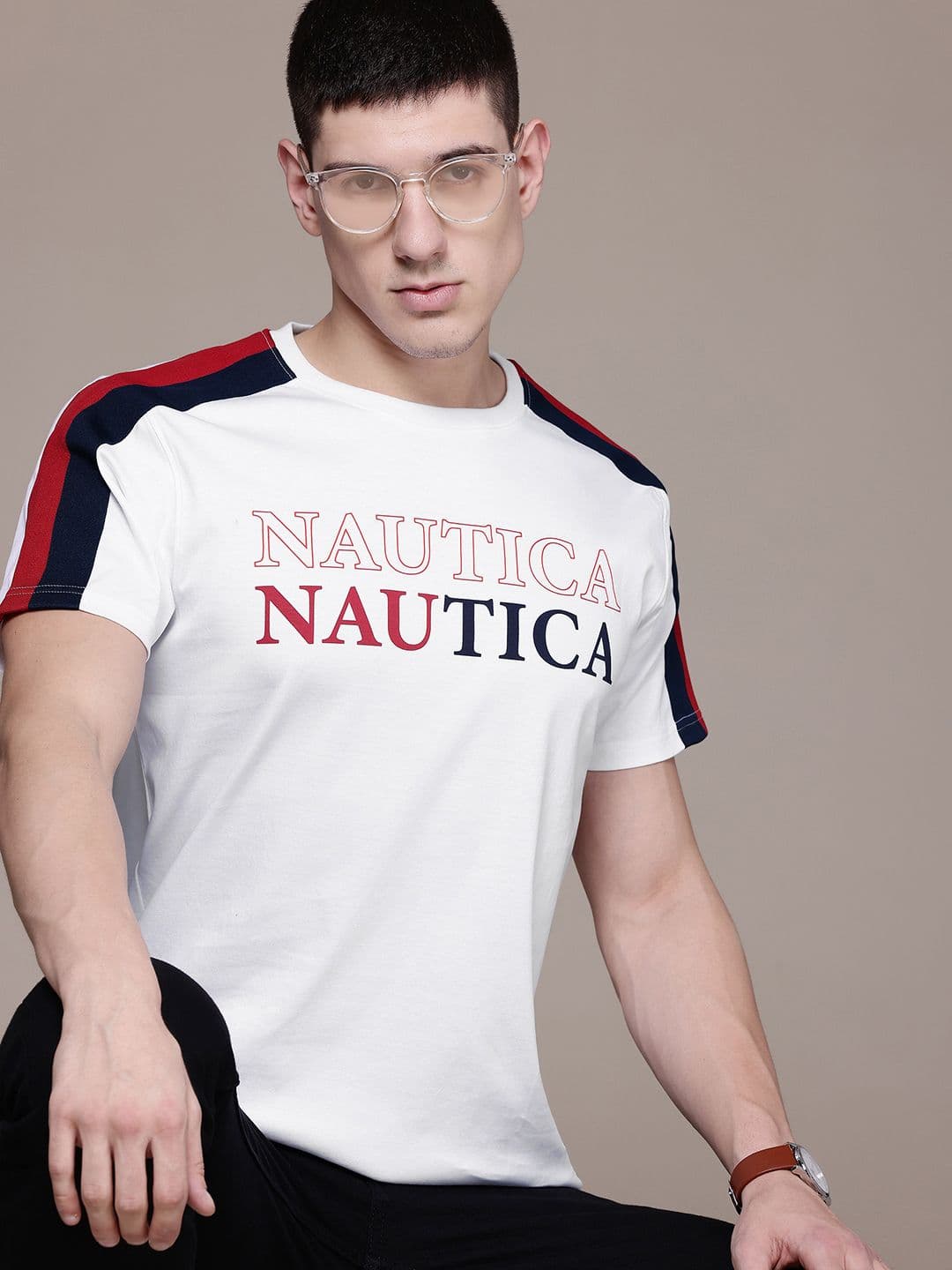 Nautica Pure Cotton Typography Print Polo Collar T-shirt - view 1