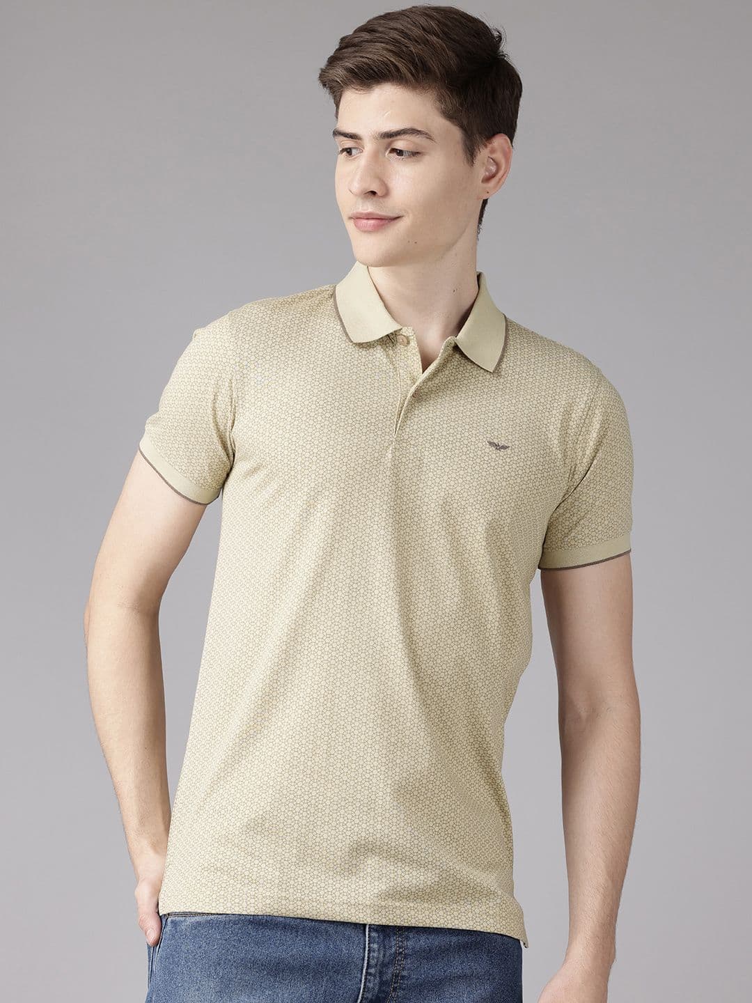 Park Avenue Micro Printed Polo Collar Slim Fit T-shirt - view 1