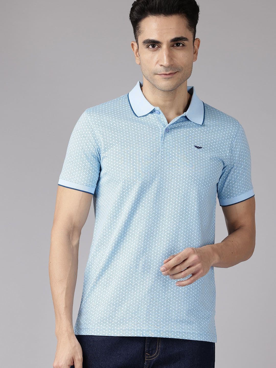 Park Avenue Micro Printed Polo Collar Slim Fit T-shirt - view 1