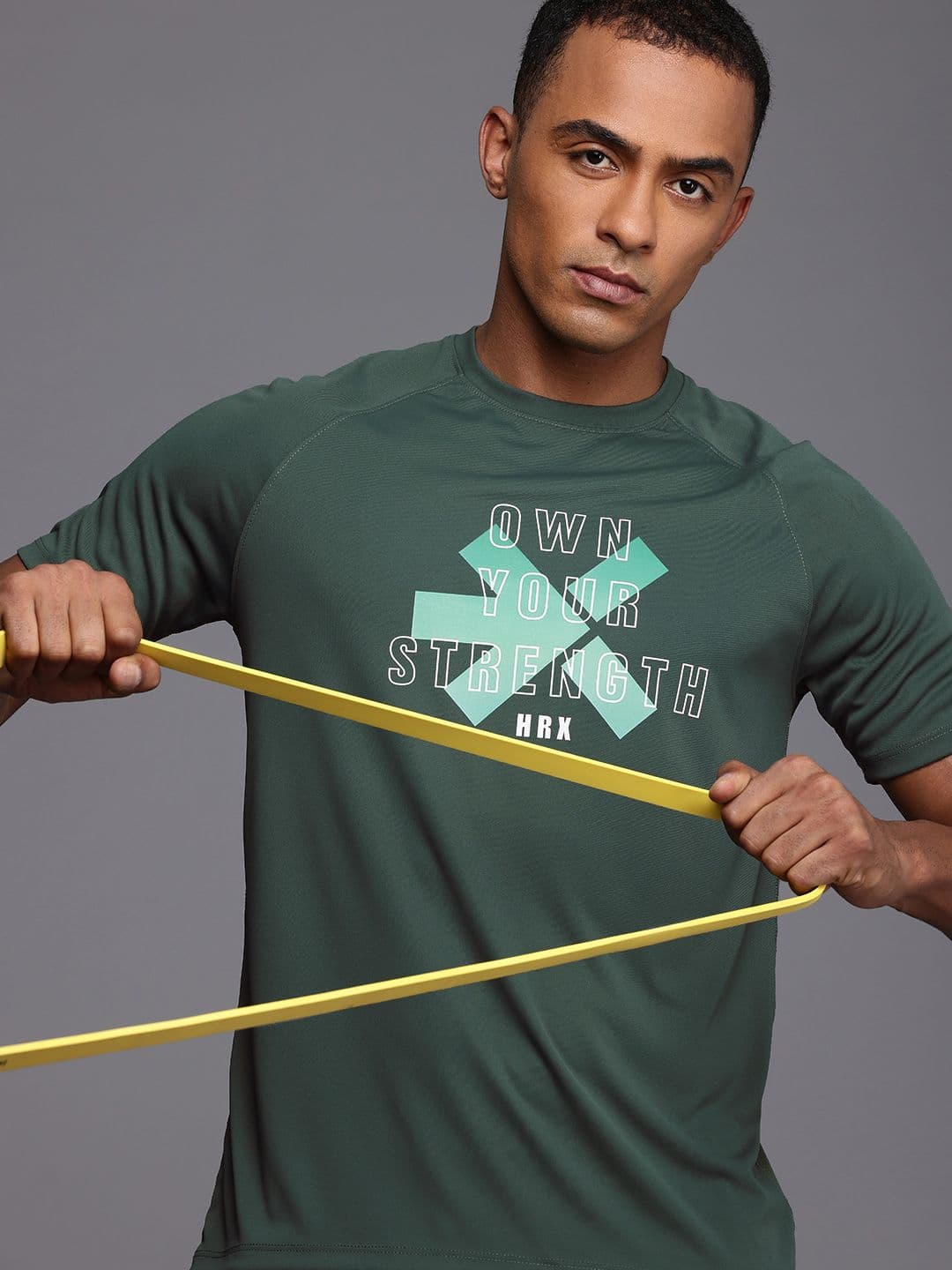 HRX by Hrithik Roshan Rapid-Dry Antimicrobial Finish Brand Logo Printed T-shirt - view 1