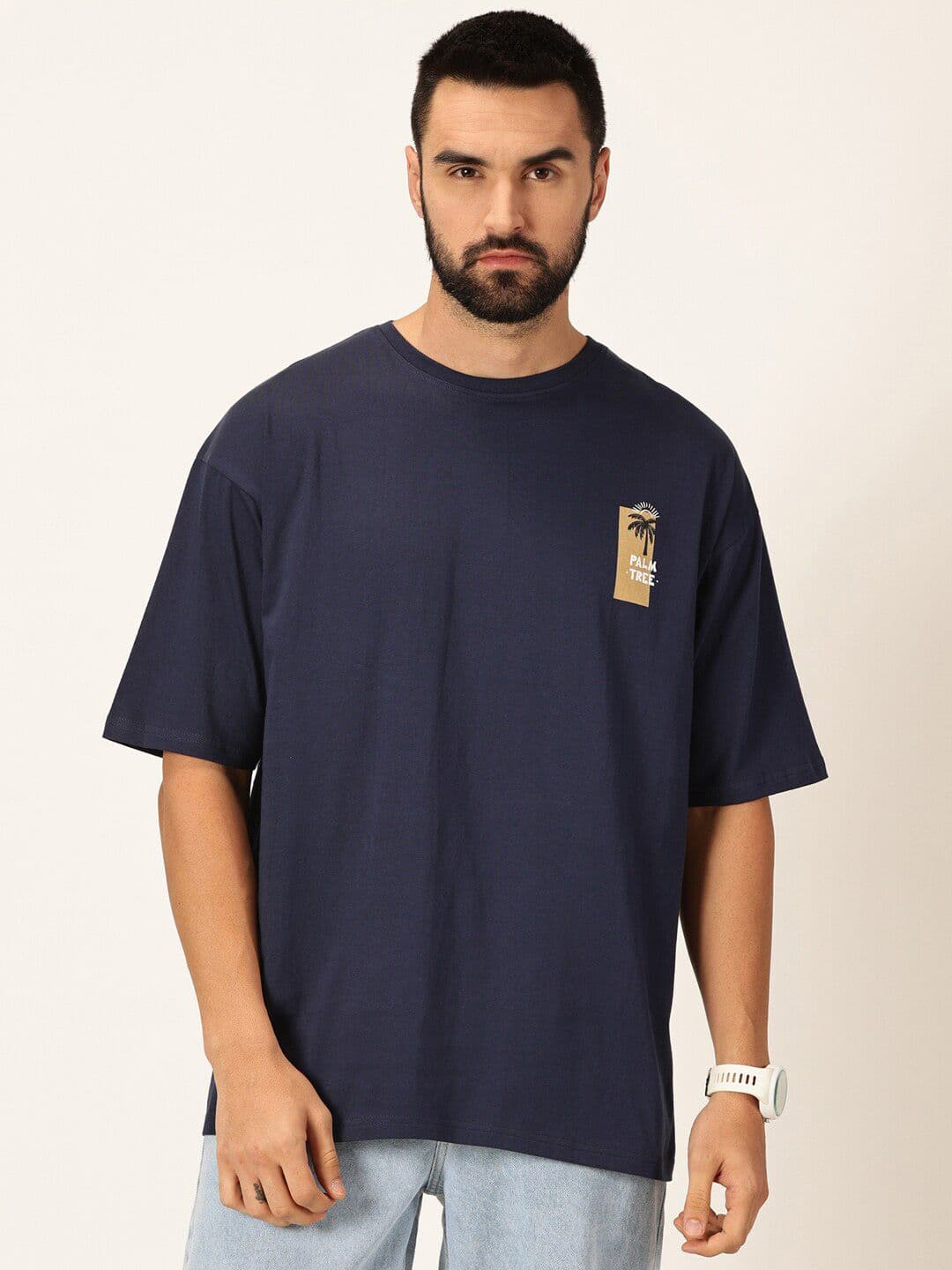 Thomas Scott Round Neck Drop-Shoulder Sleeves Bio Finish Cotton Oversized T-shirt - view 1