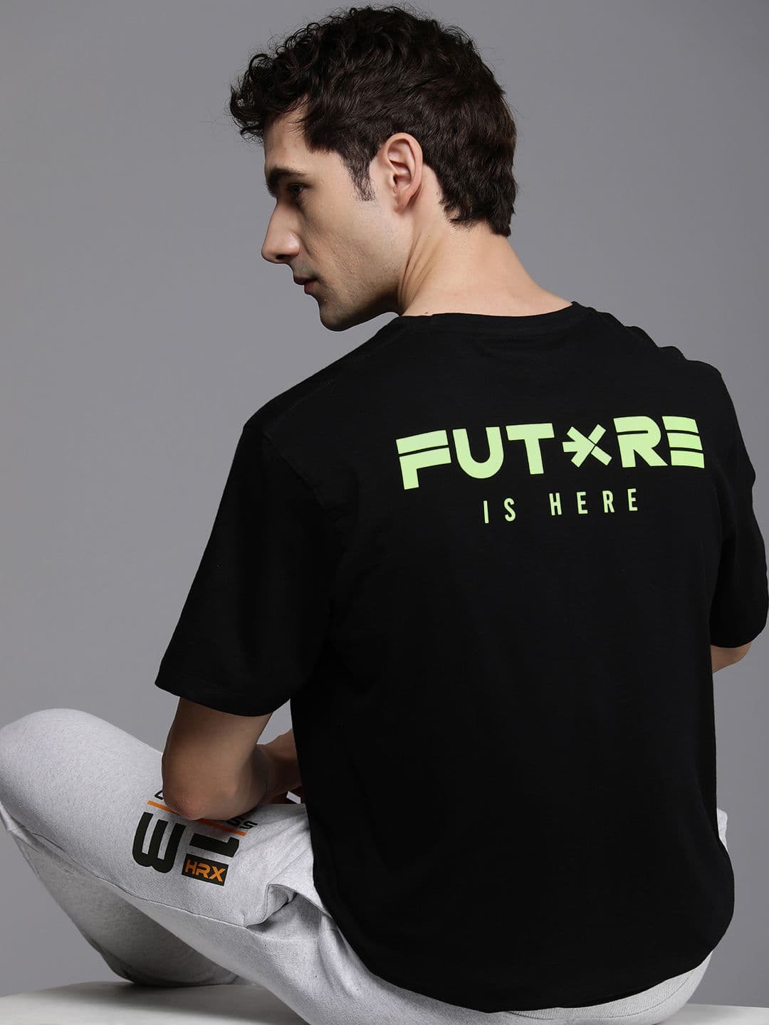 HRX by Hrithik Roshan Men Typography Printed Bio Finish Oversized T-shirt - view 1