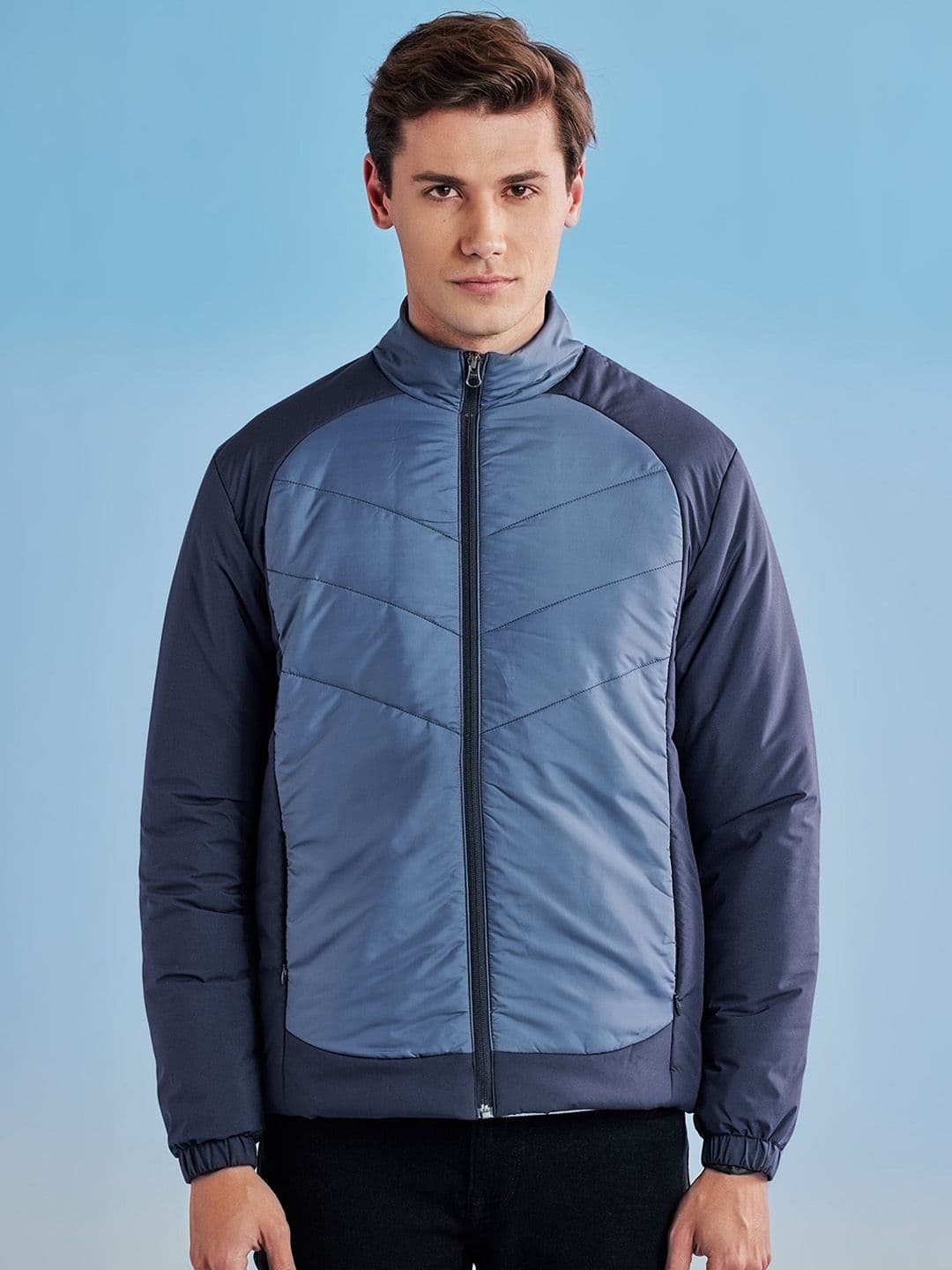 Red Flame Mock Collar Bomber Jacket - view 1
