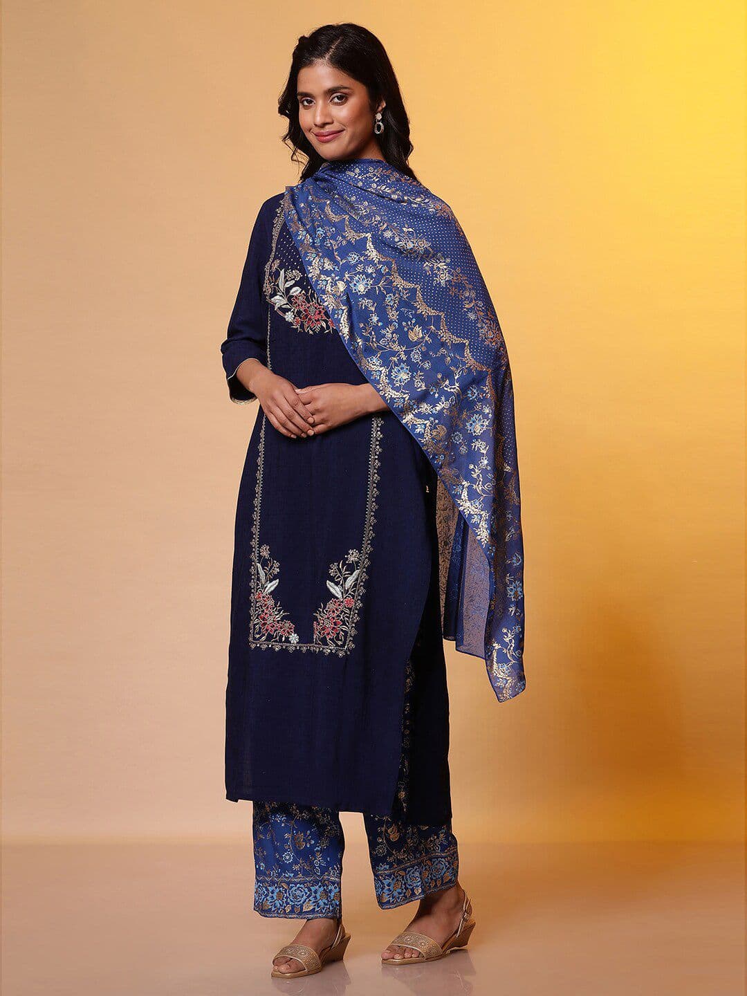 AURELIA Ethnic Motifs Printed Foil Print Dupatta - view 1