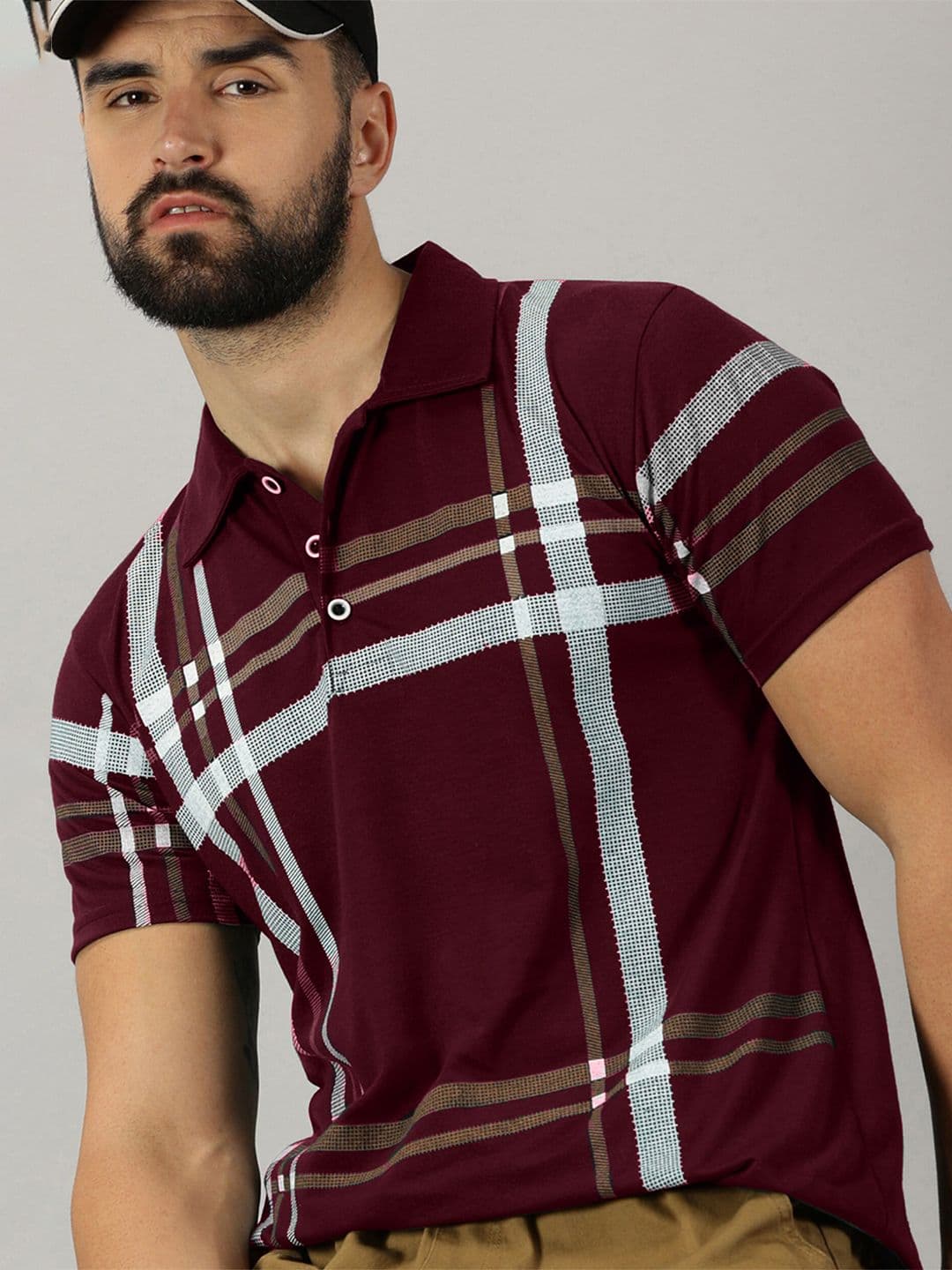 AUSK Checked Polo Collar Short Sleeves Regular T-shirt - view 1