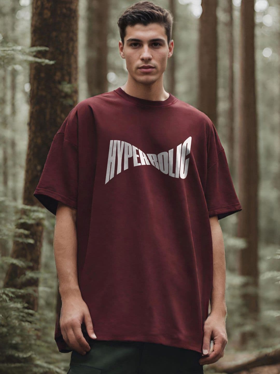 NOBERO Typography Printed Drop Shoulder Sleeves Cotton Oversized T-Shirt - view 1