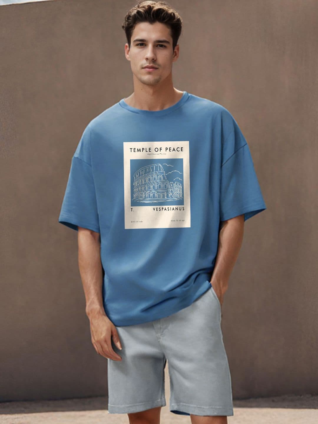 NOBERO Graphic Printed Drop Shoulder Sleeves Cotton Oversized T-Shirt - view 1