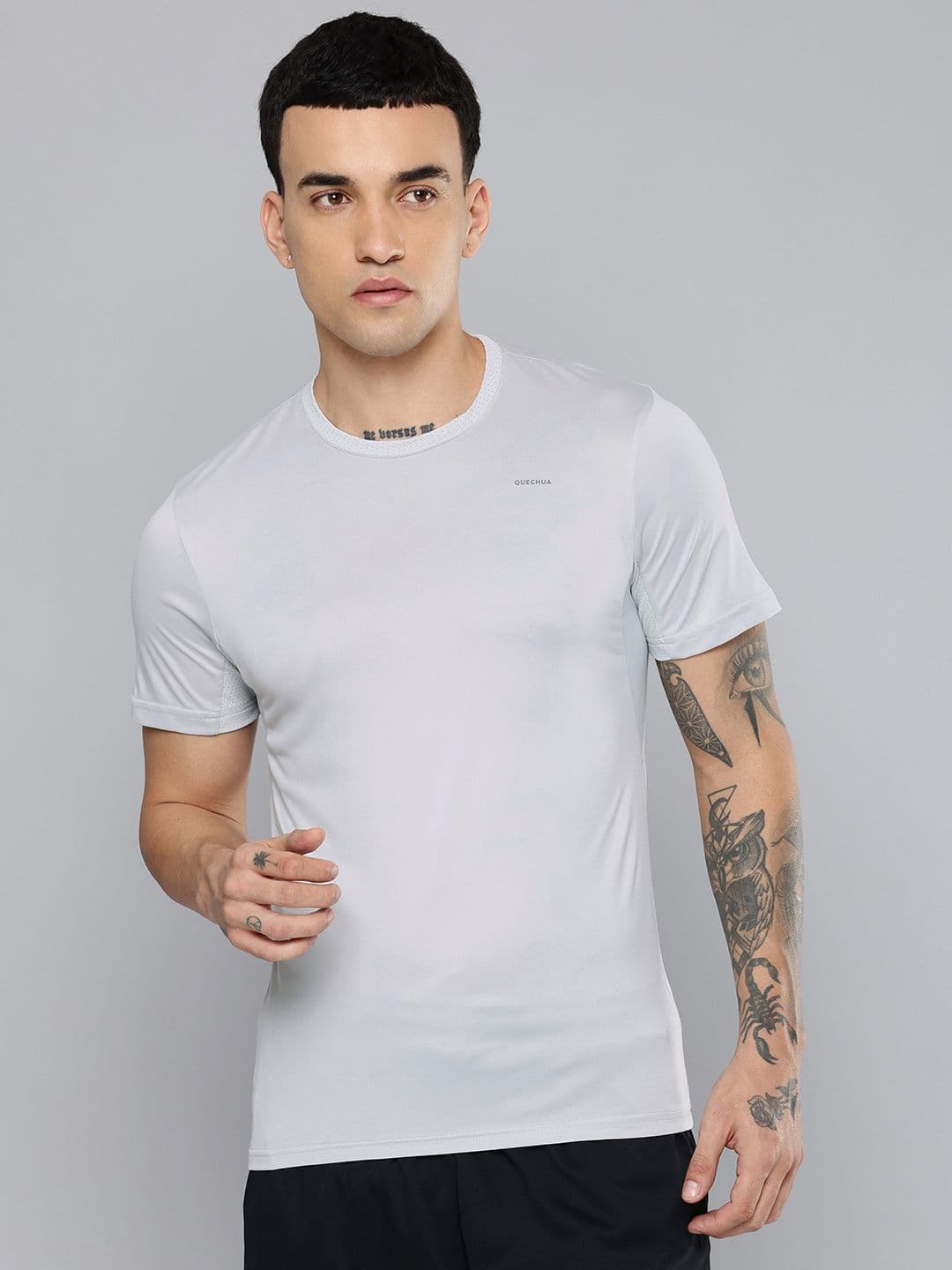 Decathlon Quechua - Men Light Grey MH100 Quick Drying Mountain Hiking T-Shirt - view 1