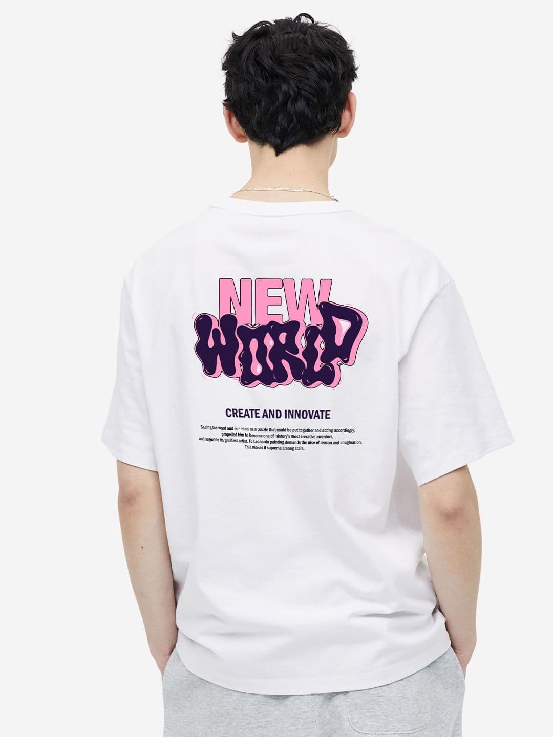 MISCHIEF MONKEY Typography Printed Round Neck Oversized T-shirt - view 1