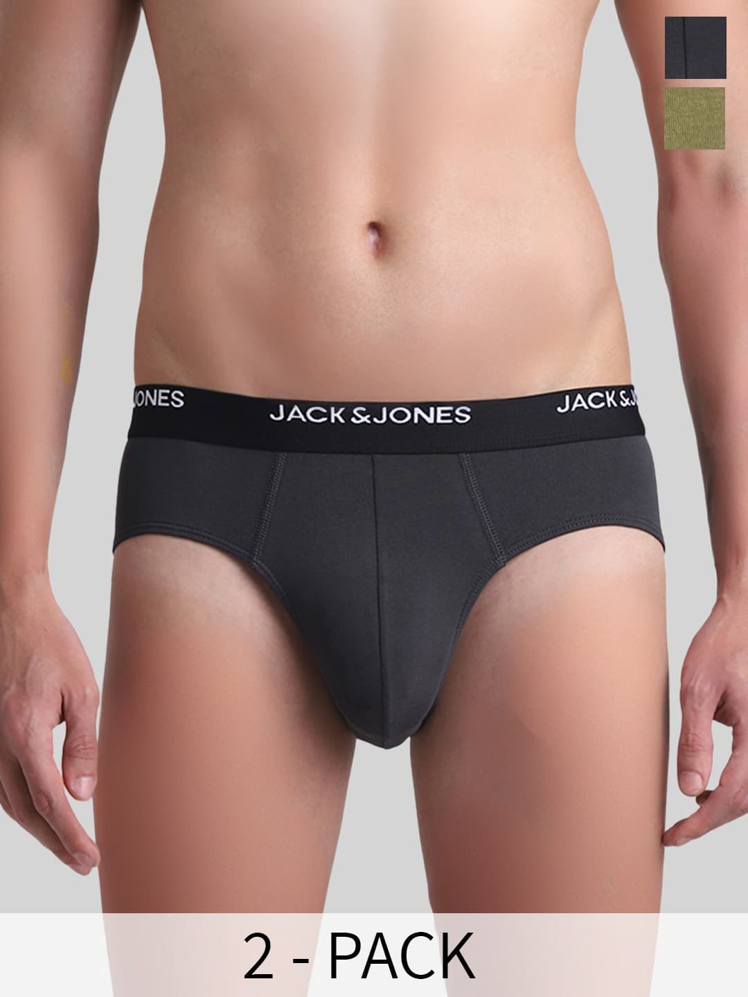 Jack & Jones Asphalt Pack Of 2 Low-Rise Basic Briefs 2542259026 - view 1