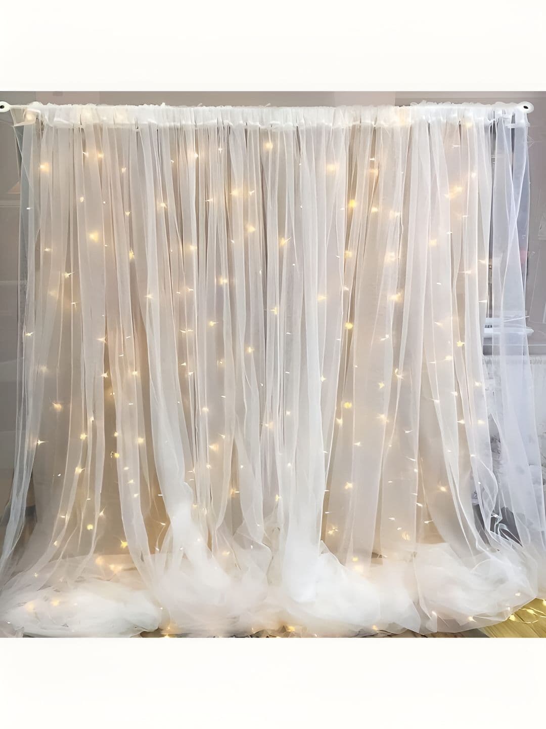 Special You White Net Curtain with LED Fairy Lights Decor - view 1