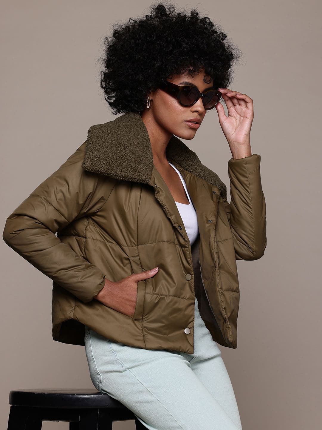The Roadster Lifestyle Co. Fleece Collar Padded Jacket - view 1