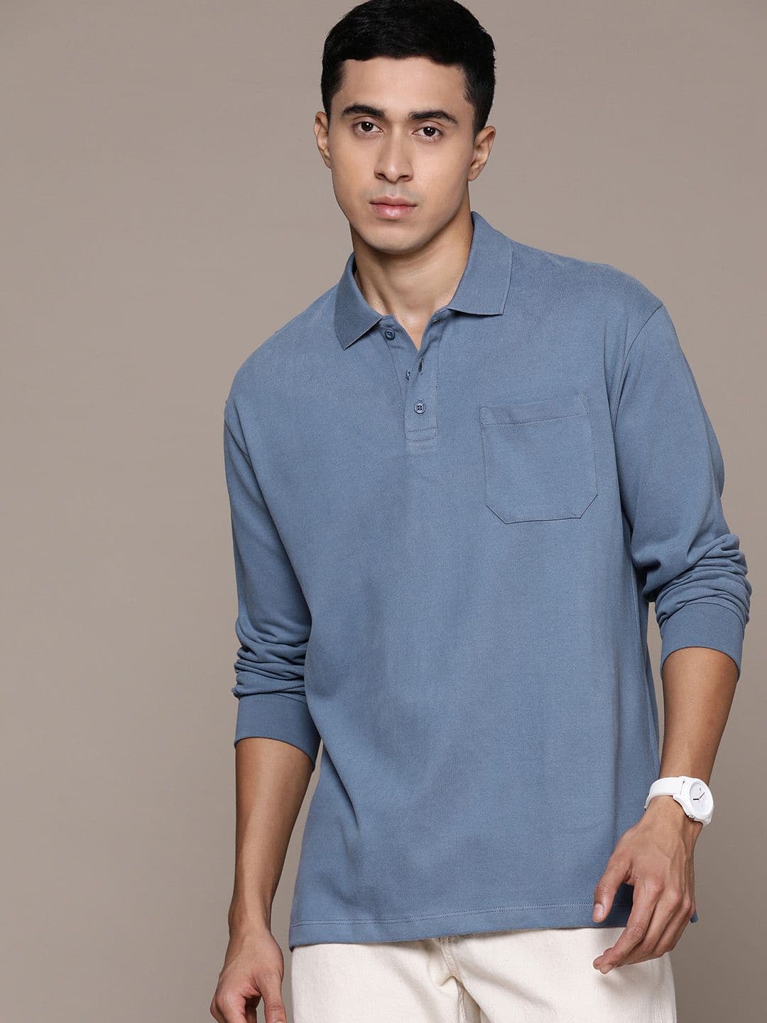 Roadster Men Polo Collar Pure Cotton T-shirt - view 1
